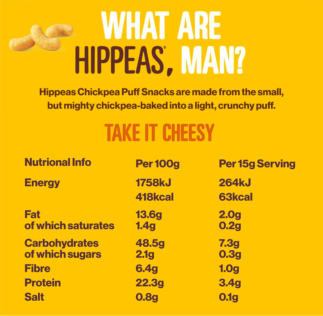 Hippeas Take It Cheesy Chickpea Puffs Vegan Crisps Multipack | 25 x 15g