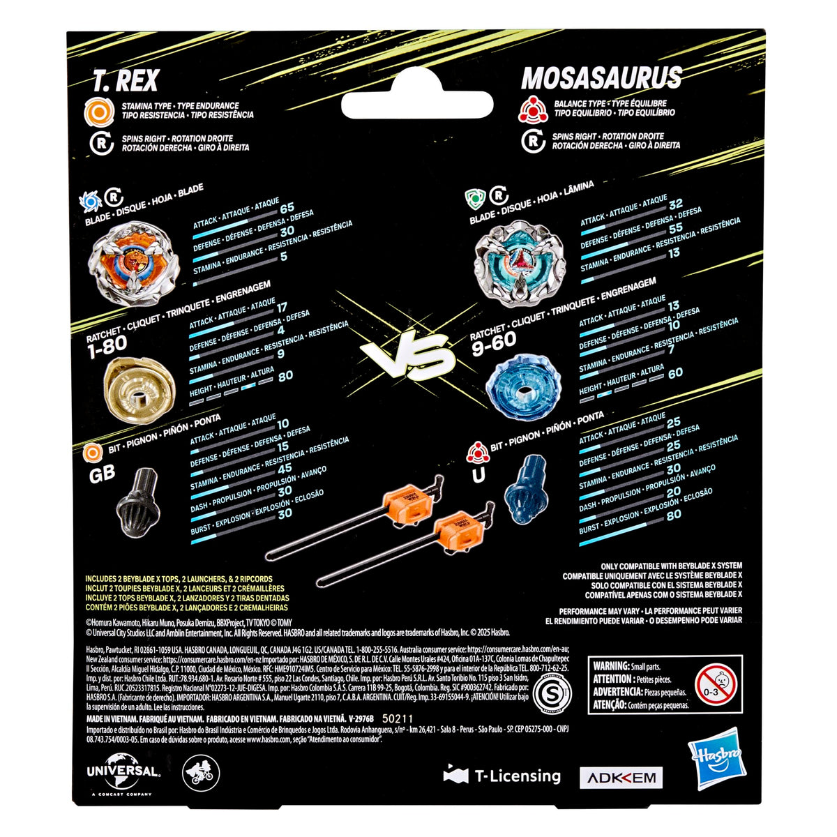 Beyblade X Jurassic World T. Rex vs Mosasaurus Battling Tops Set - 2 Tops, 2 Launchers