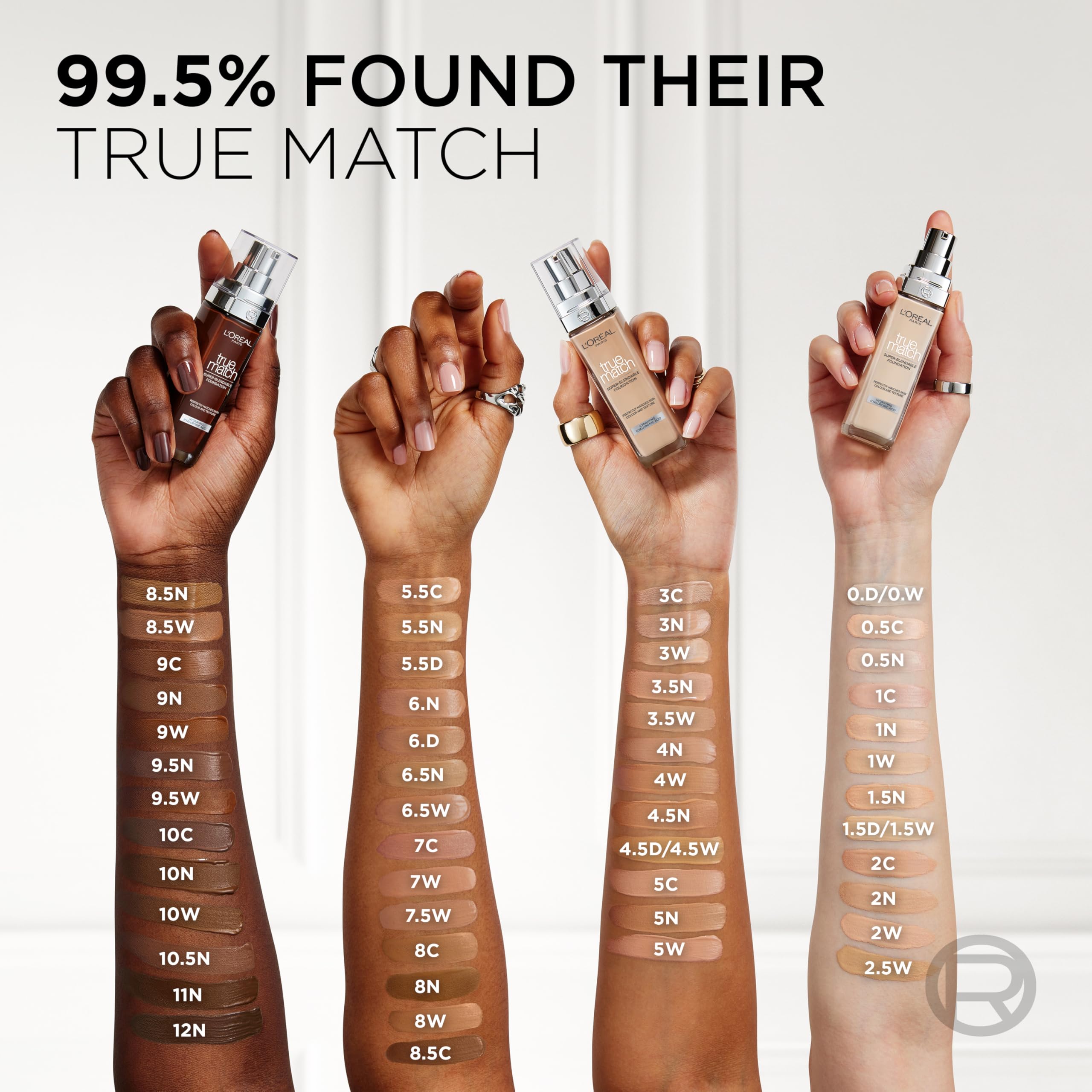 L'Oréal Paris True Match Hydrating Liquid Foundation with Hyaluronic Acid, SPF 16, 0.5C Porcelain Rose, 30 ml 8