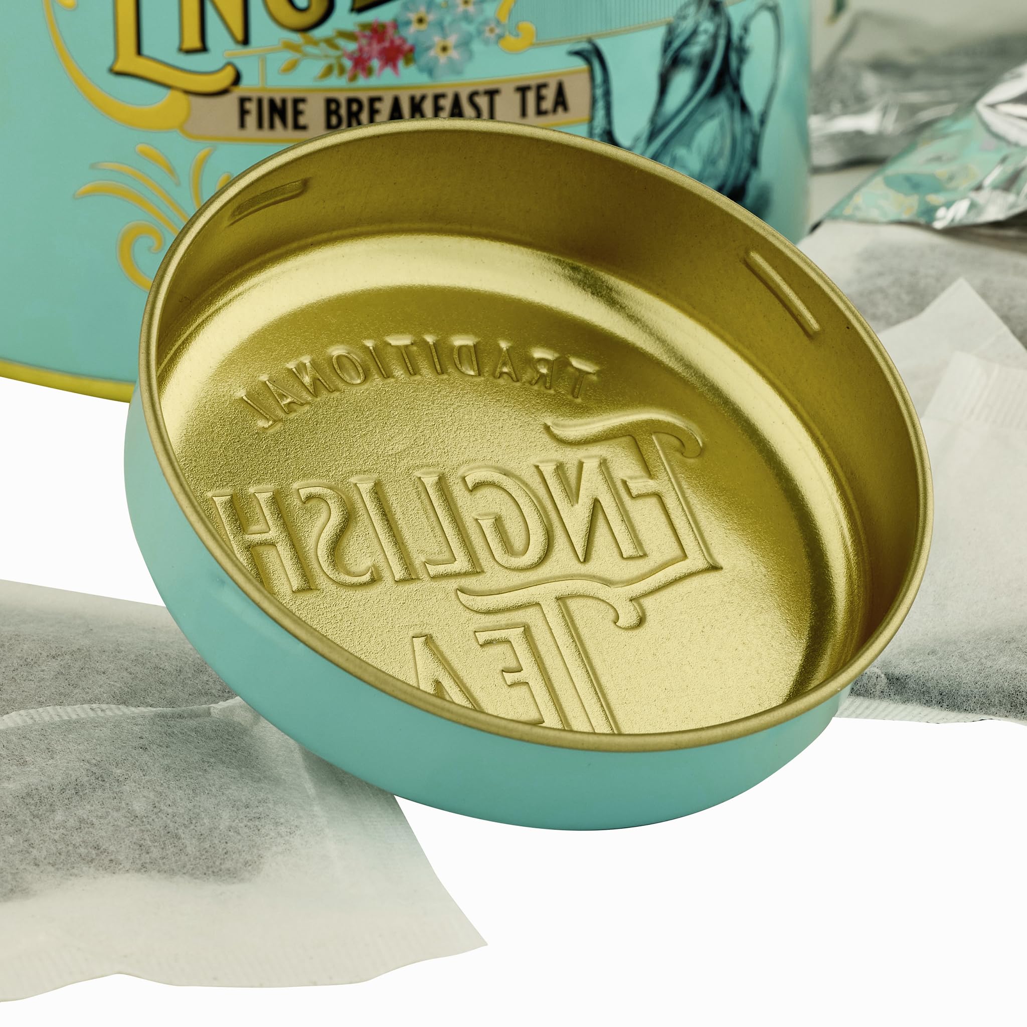 New English Teas Vintage Victorian Mint-Green Tea Caddy with 80 English Breakfast Teabags 11