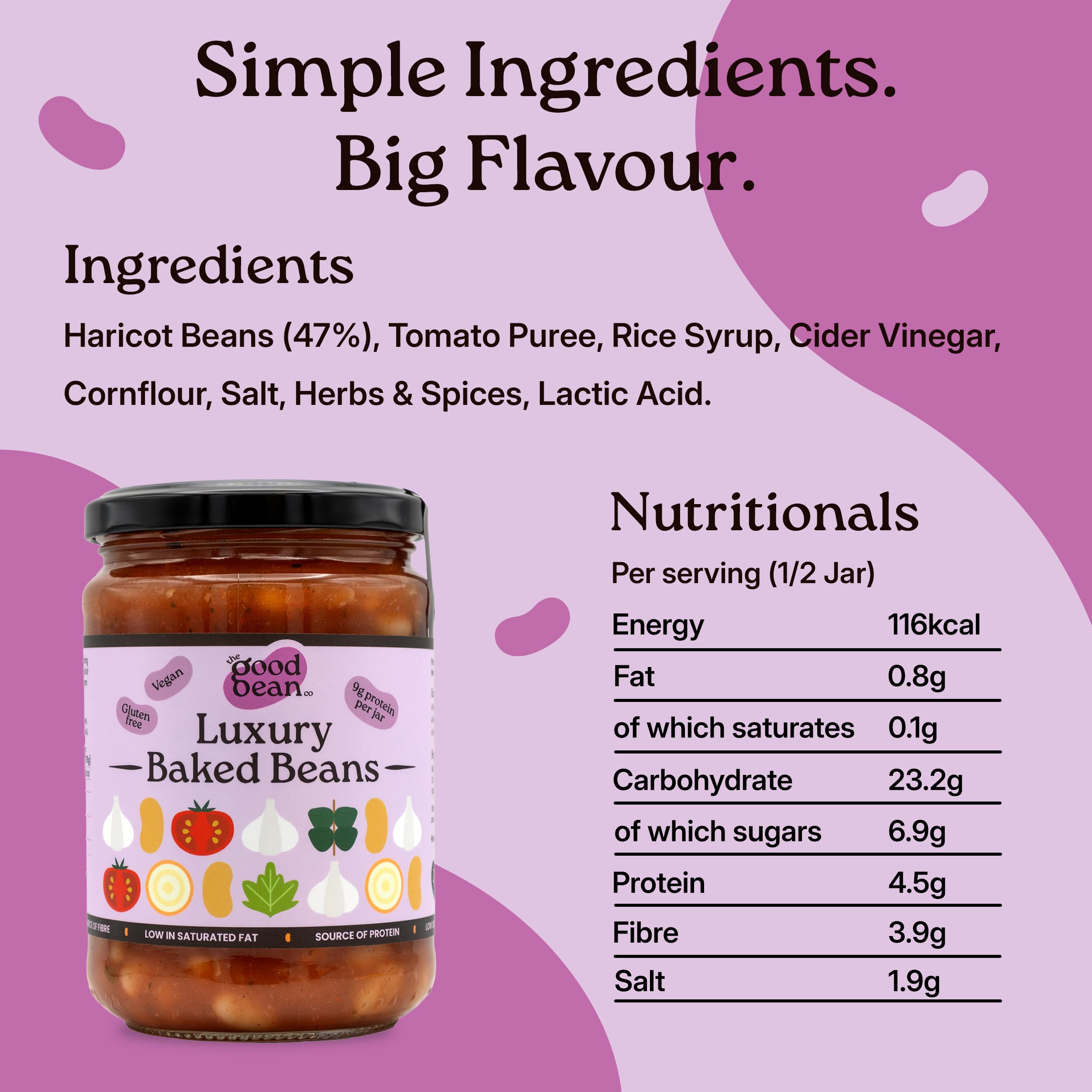 The Good Bean Co - Luxury Baked Beans Haricot Beans in Tomato Sauce 350g 9