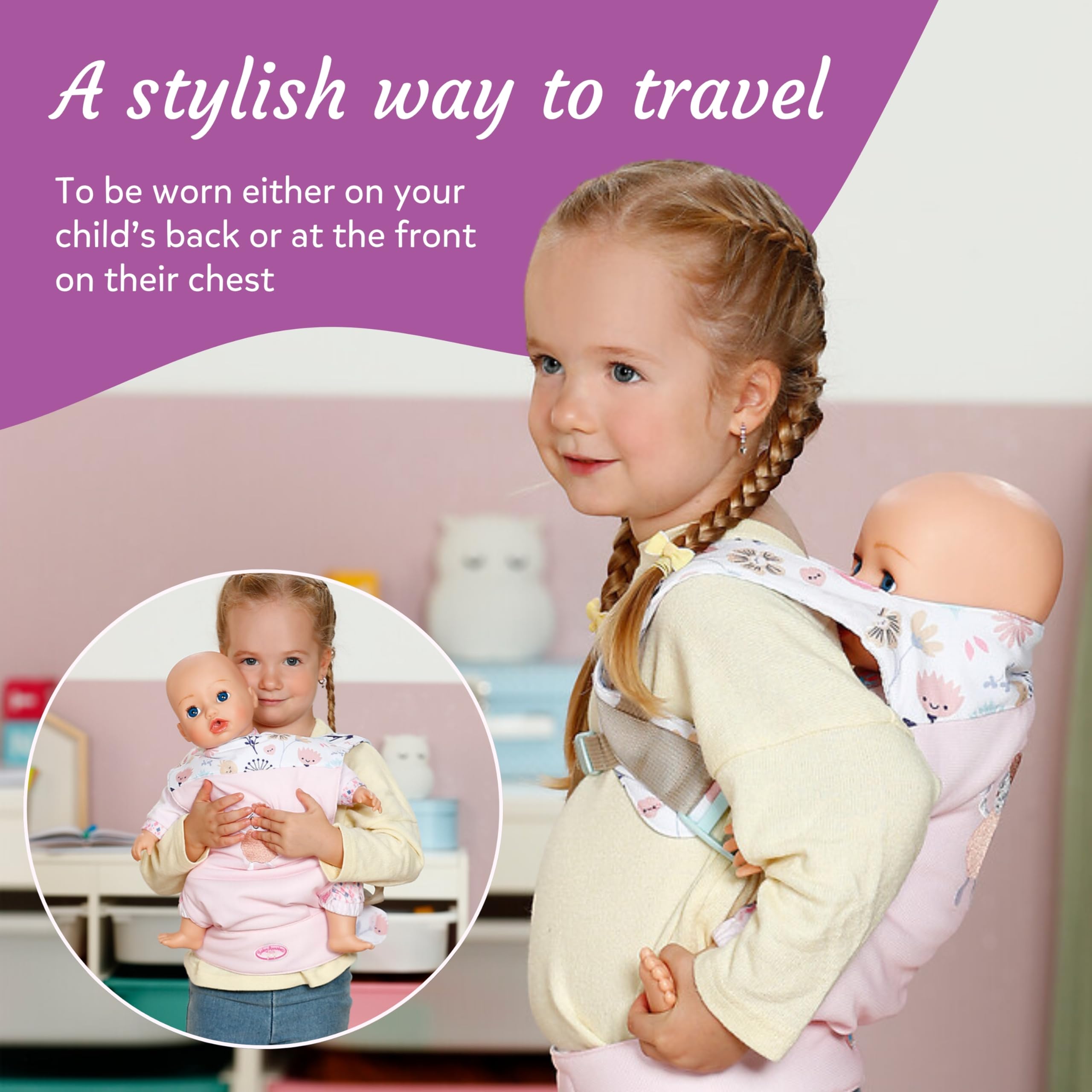 Baby Annabell Baby Doll Carrier - Adjustable Front & Back Doll Accessory for 36-43cm Dolls 11