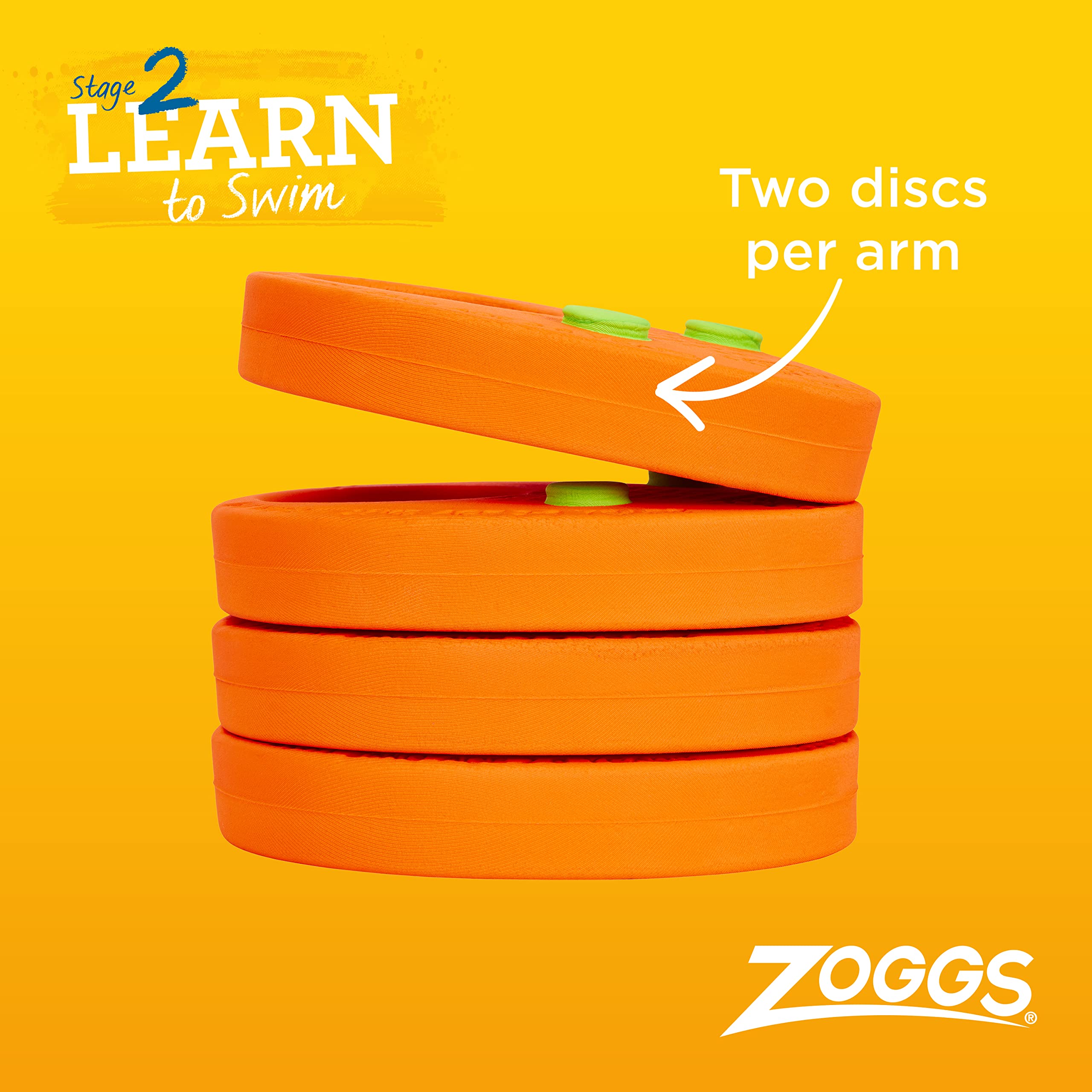 Zoggs Float Discs Armbands - Confidence Building Swimming Aid for Children Ages 2-6 Years, Orange/Green 2