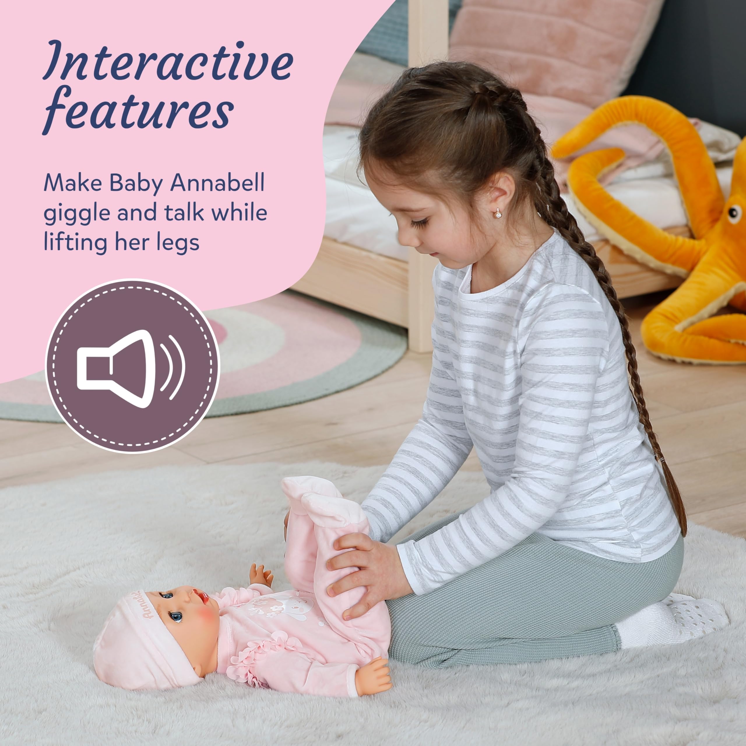 Baby Annabell Active Annabell 43cm - Interactive Soft-Bodied Baby Doll with Realistic Sounds & Movements 5