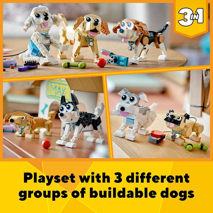 LEGO Creator 3 in 1 Adorable Dogs Building Set - 7 Breed Figures for Kids 7+
