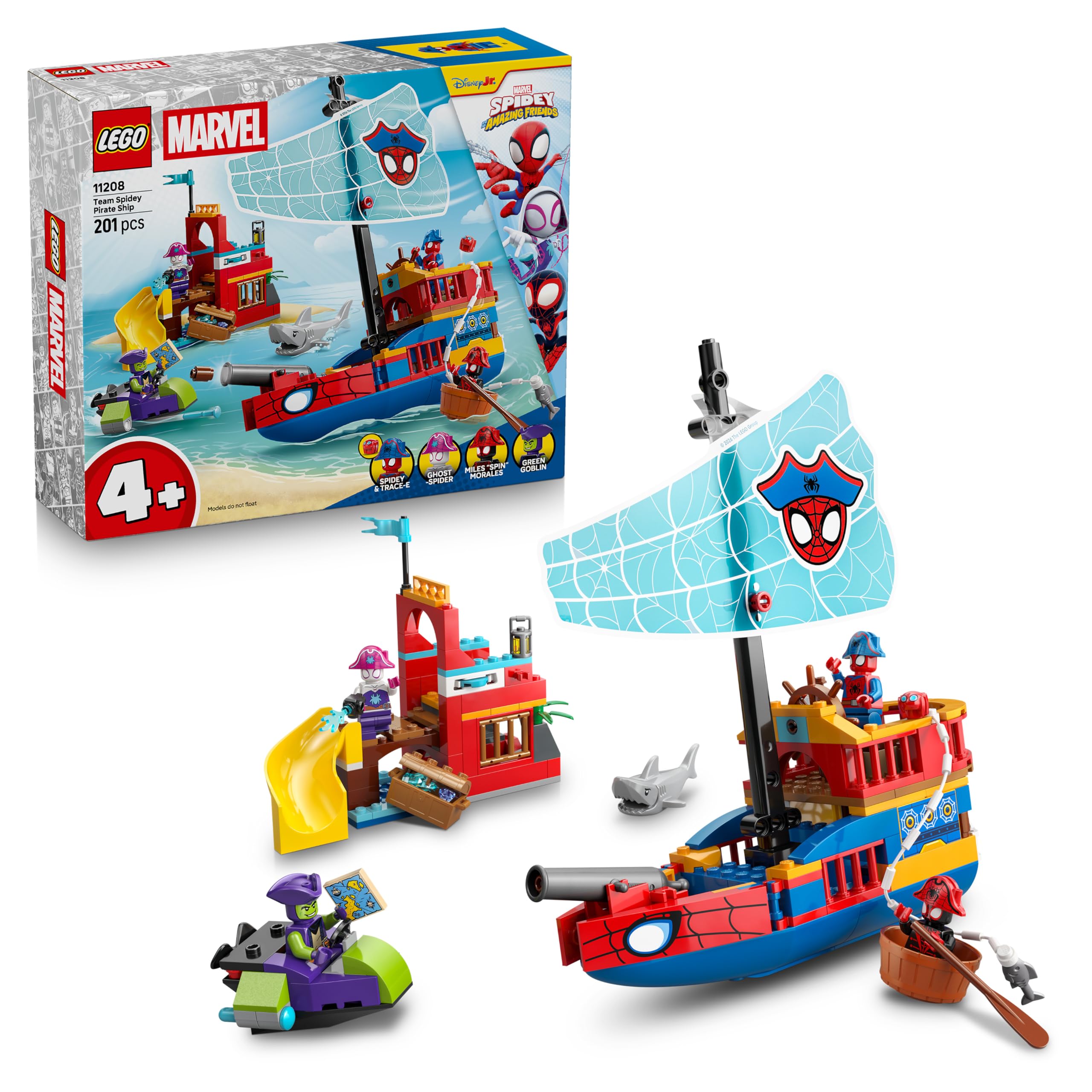LEGO Marvel Team Spidey Pirate Ship Toy Set 11208 | Ages 4+ | Includes 4 Minifigures