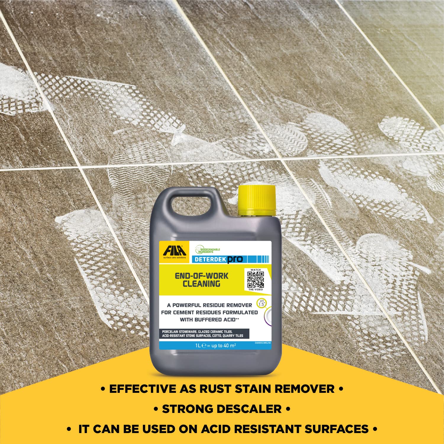 FILA Surface Care Solutions DETERDEK PRO Professional Acid Cleaner for Cement & Rust Removal | 1L Liquid 4