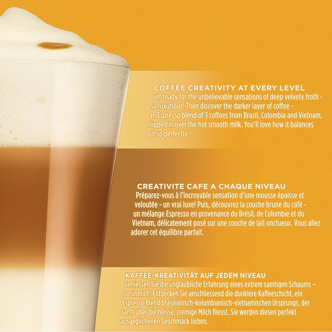 Nescafé Dolce Gusto Latte Macchiato Coffee Pods, 3 x 16 Capsules (48 Total) - Whole Milk & Arabica-Robusta Blend