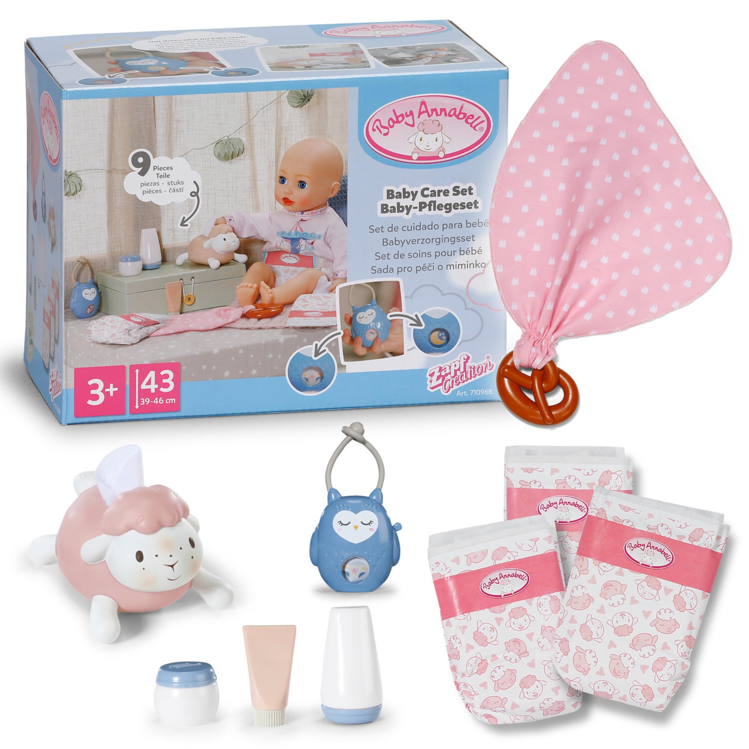 Baby Annabell Baby Care Set - 7-Piece Doll Accessories Playset for 36cm & 43cm Dolls 7