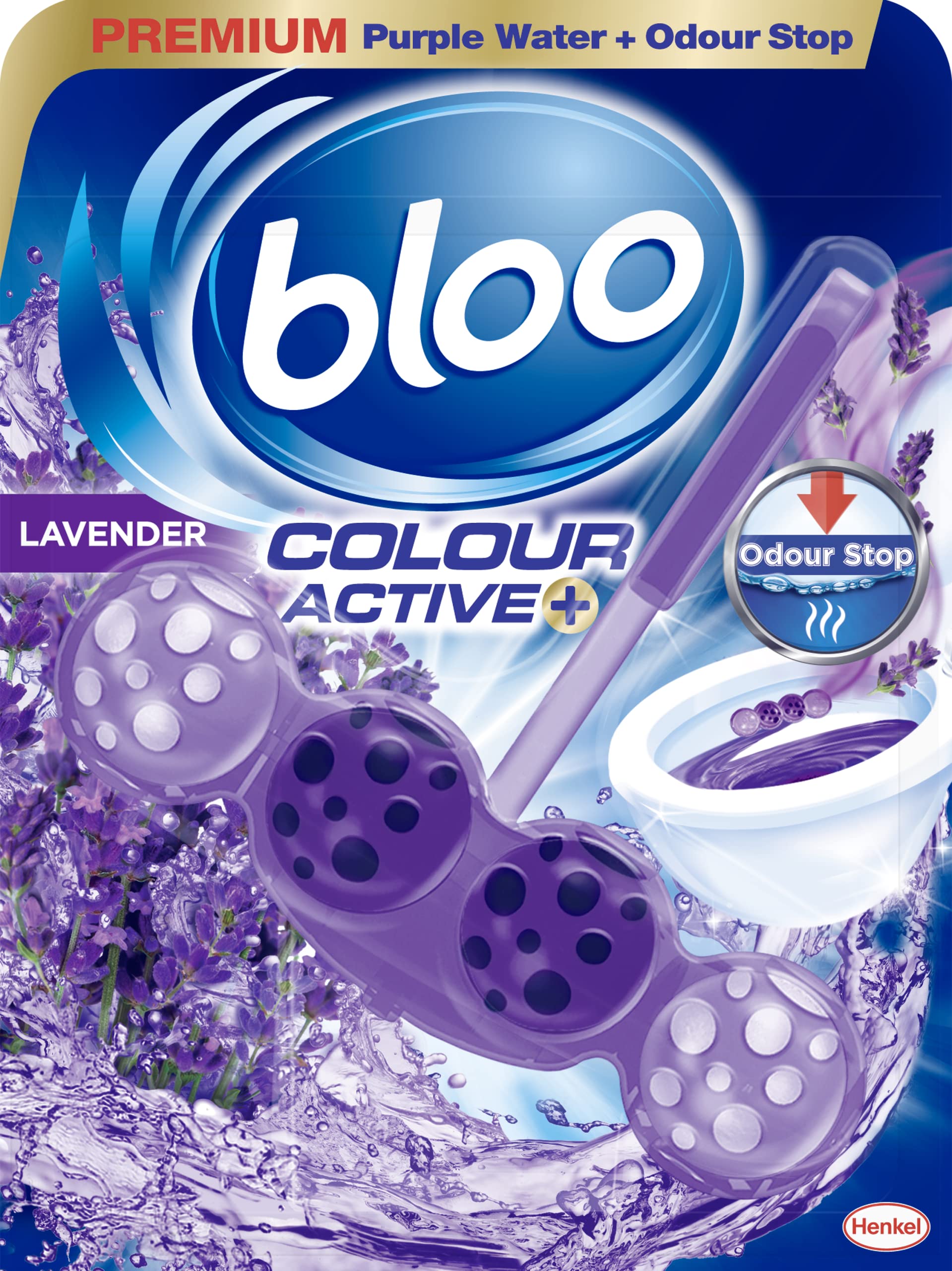 Bloo Colour Active Toilet Rim Block Lavender with Anti-Limescale Cleaning | 50g