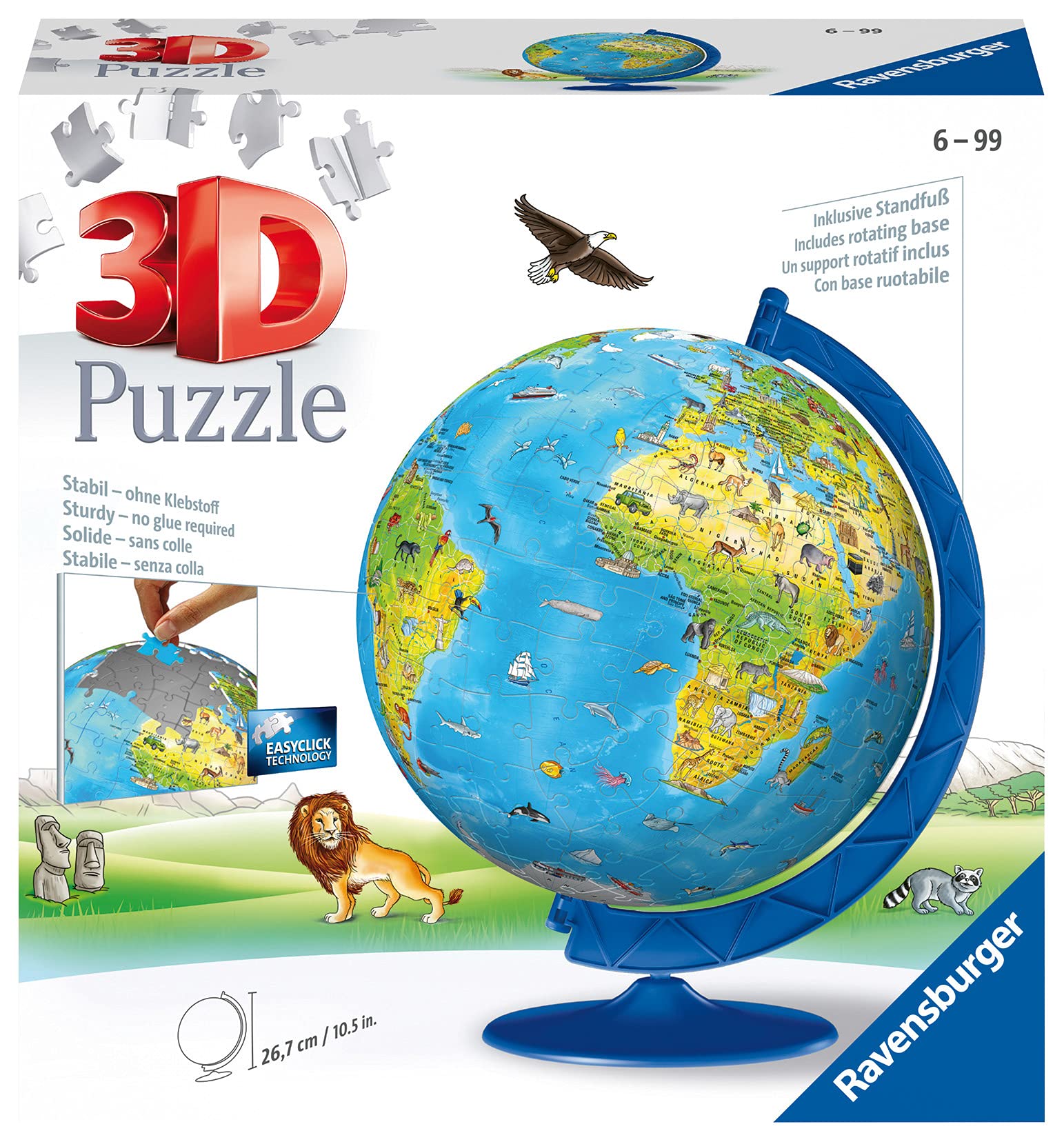 Ravensburger World Globe 3D Jigsaw Puzzle - 180 Pieces | Ages 6+ | No Glue Required 8