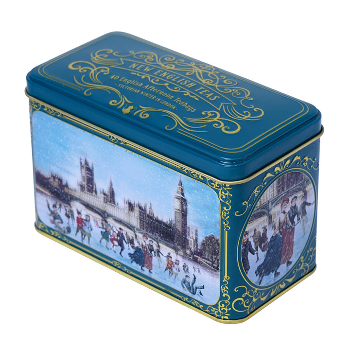 New English Teas Victorian Skaters Christmas Tea Tin - Afternoon Tea Blend, 80g (40 Tea Bags)