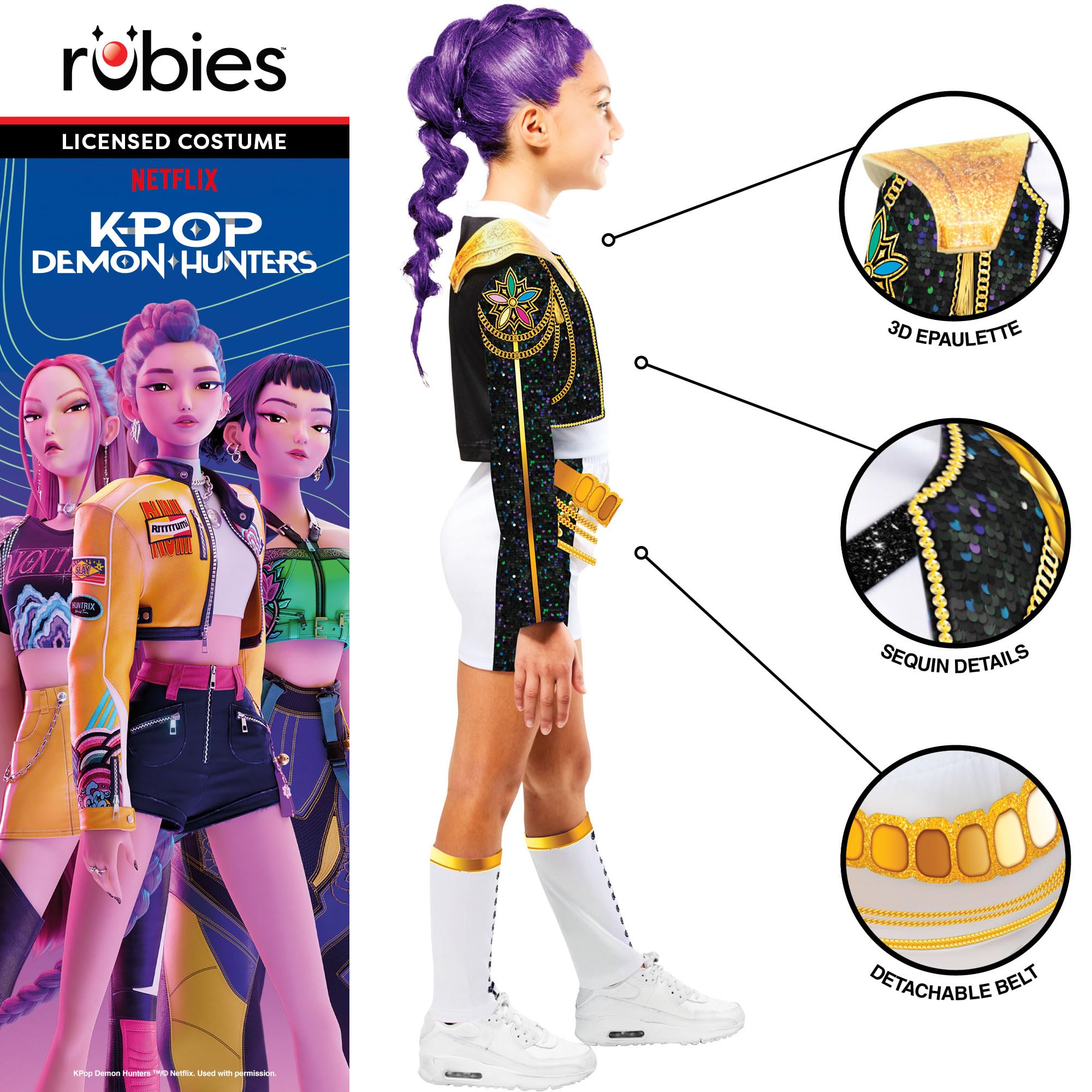 Rubies Official K-Pop Demon Hunters Rumi Golden Child Costume - Kids Size 7-8 Years 3