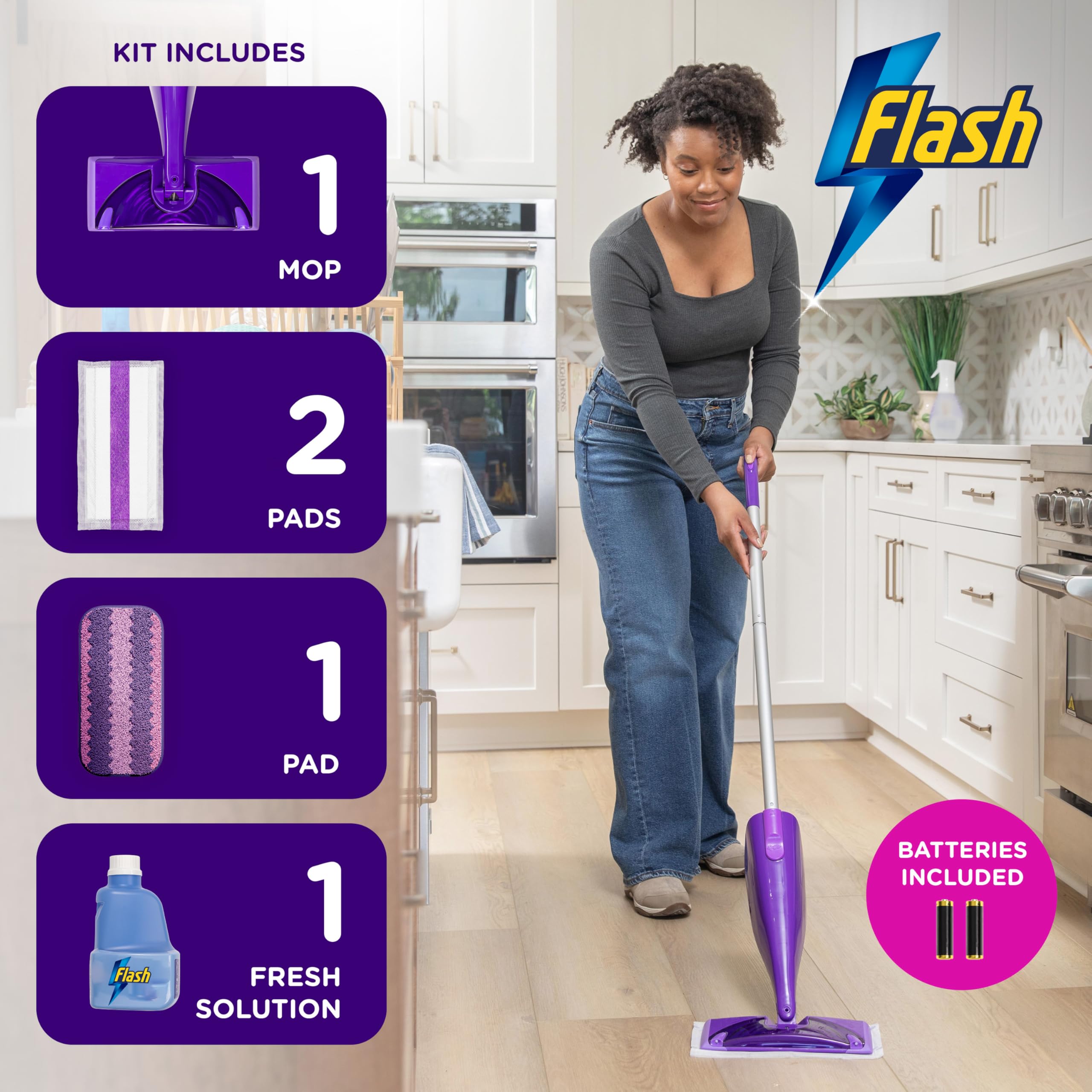 Flash Powermop Floor Cleaner Starter Kit - Spray Mop with Washable Microfiber Pad 10