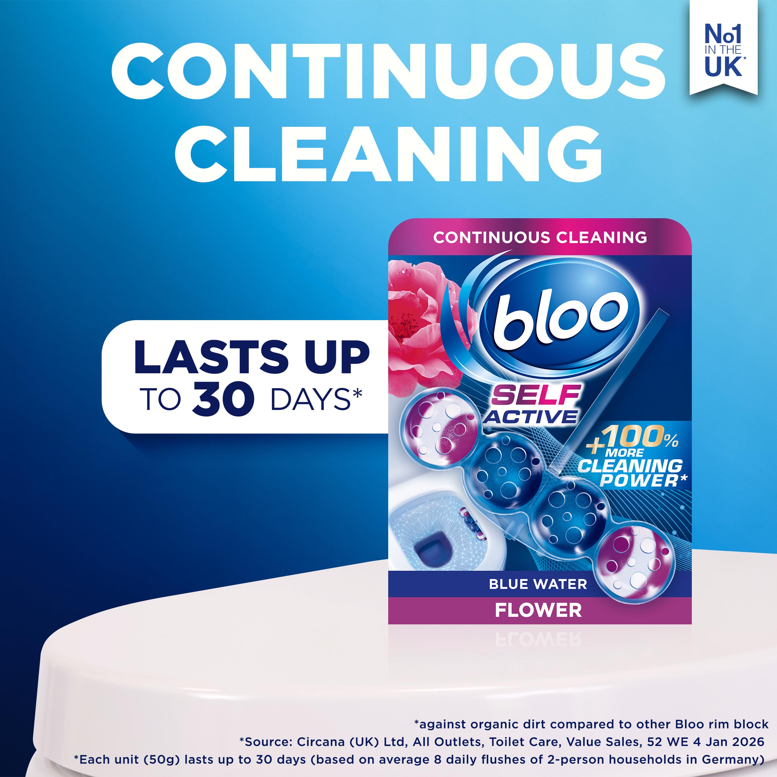 Bloo Self Active Duo Toilet Rim Block and Bowl Cleaner with Flower Scent | Pack of 2 3