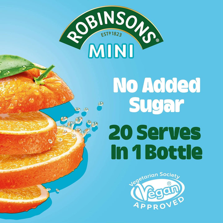 Robinsons Mini No Added Sugar Low Calorie Orange Flavour Concentrate - 6 Pack (66ml Each)