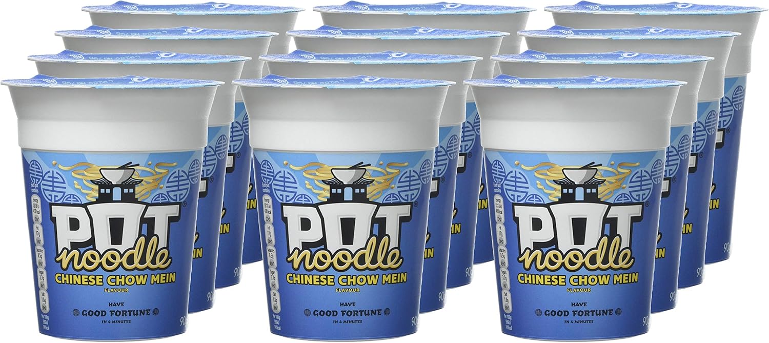 Pot Noodle Chinese Chow Mein Vegetarian Instant Noodles 12 x 90 g 8