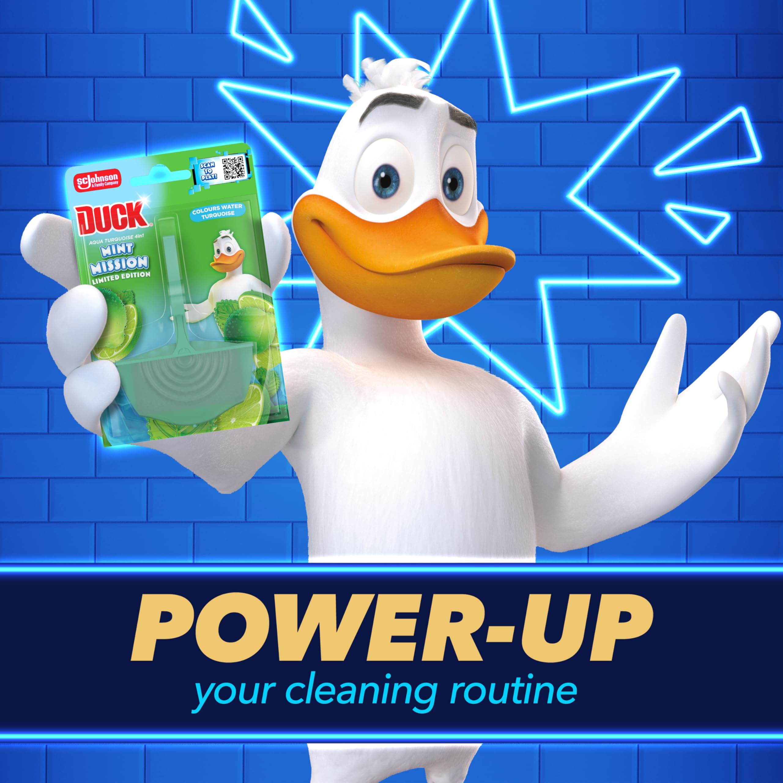 DUCK Colouring Toilet Rim Block - Mint Mission Scent | Anti-Limescale | Colors Water Turquoise