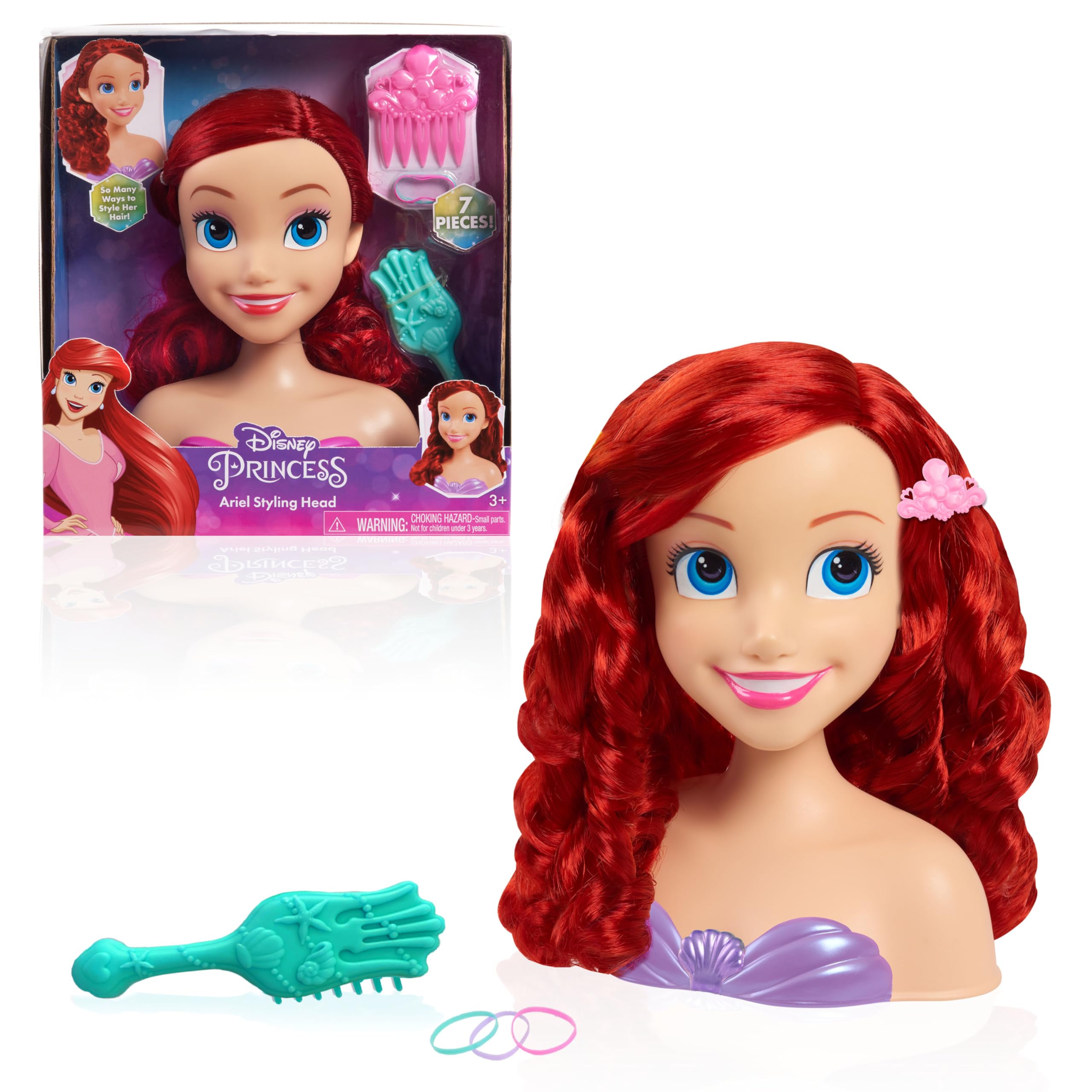 Just Play Disney Princess Ariel Hairdressing Head with Accessories - 7 Pieces | Ages 3+ 1