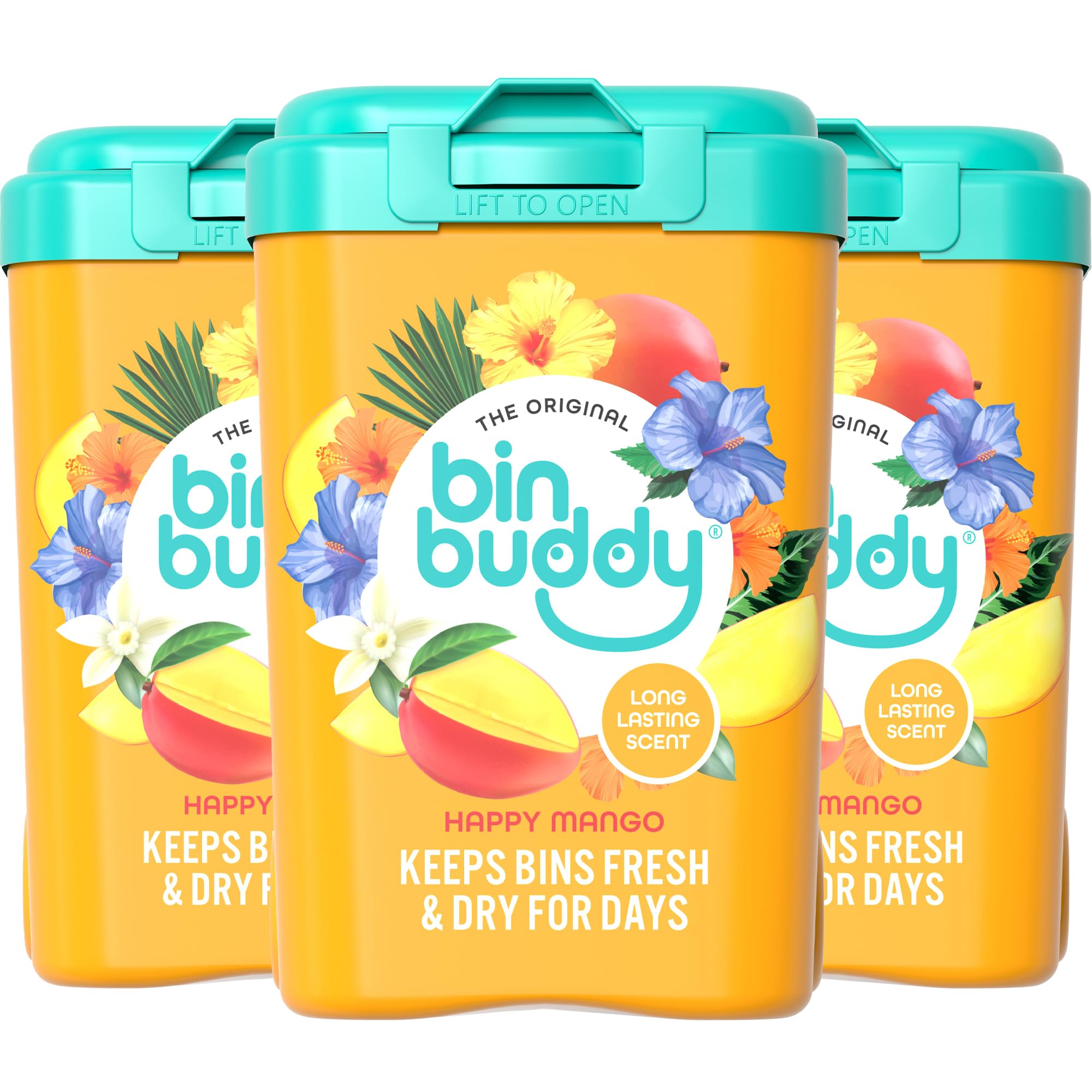 Bin Buddy Happy Mango Bin Deodoriser Powder - Pack of 3 | Absorbs Mess | Eliminates Odour 1