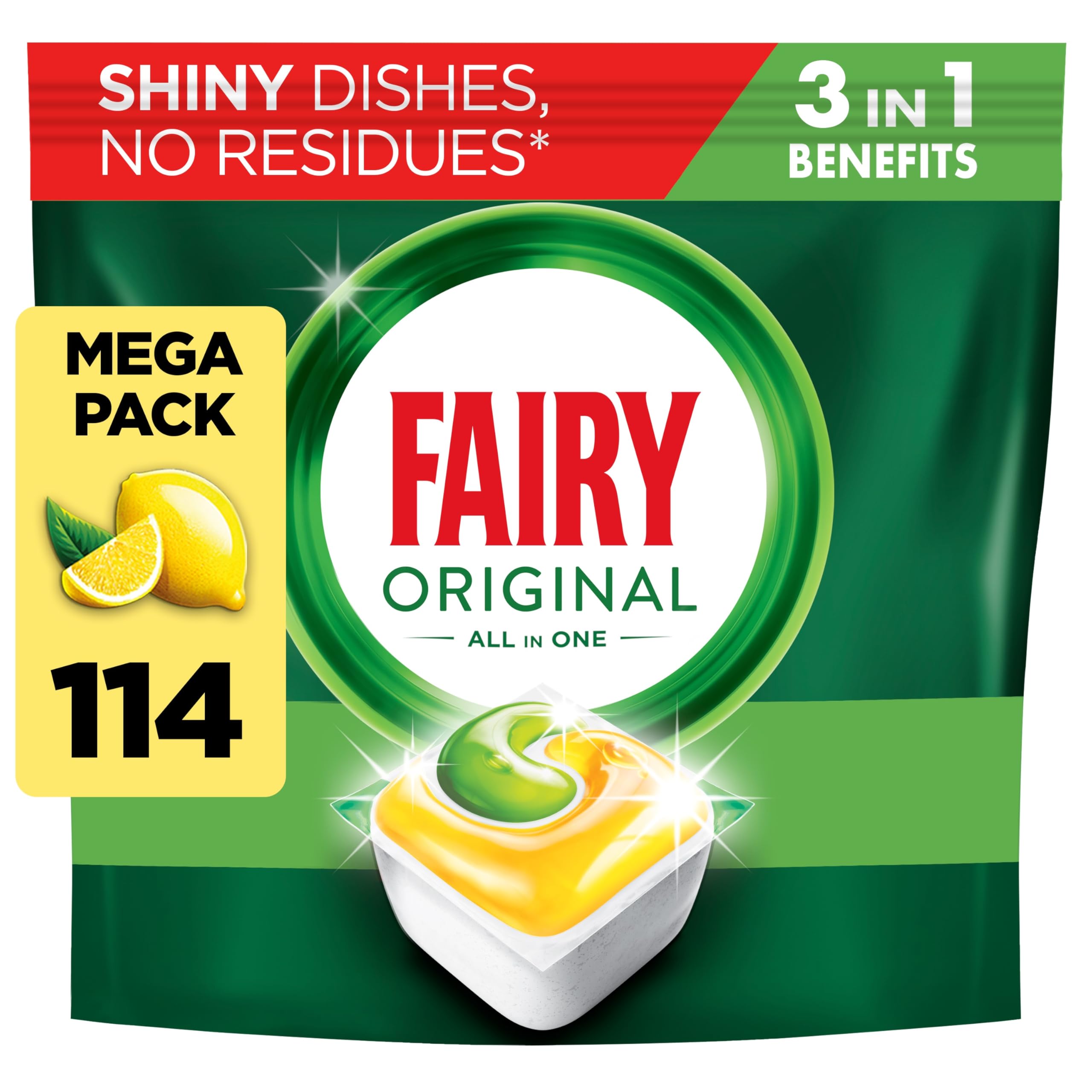 Fairy Original All-In-One Dishwasher Tablets with Lemon Scent, 114 Tablets 9