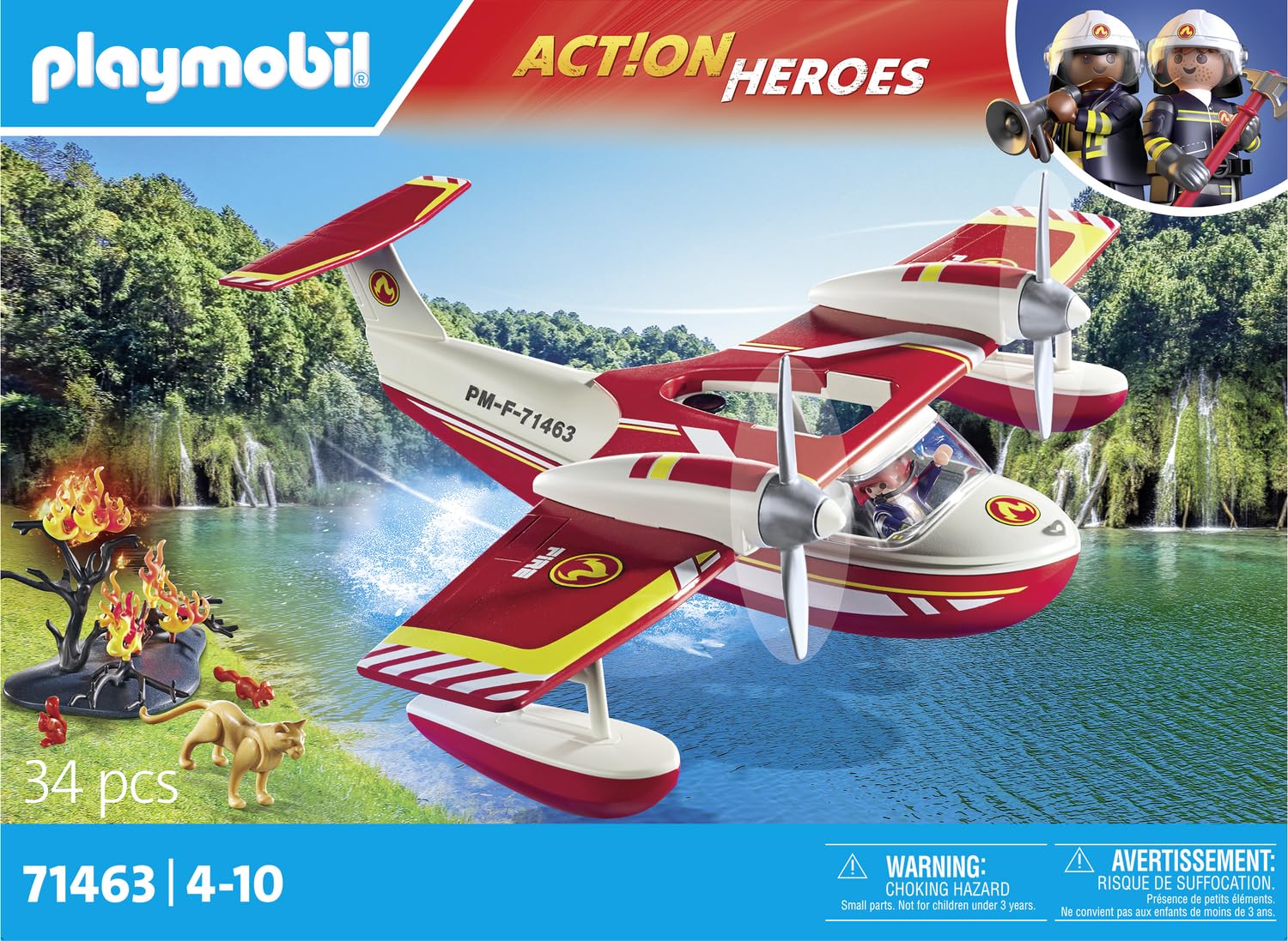 Playmobil Action Heroes 71463 Firefighting Seaplane with Extinguishing Fun | Ages 4+ 4