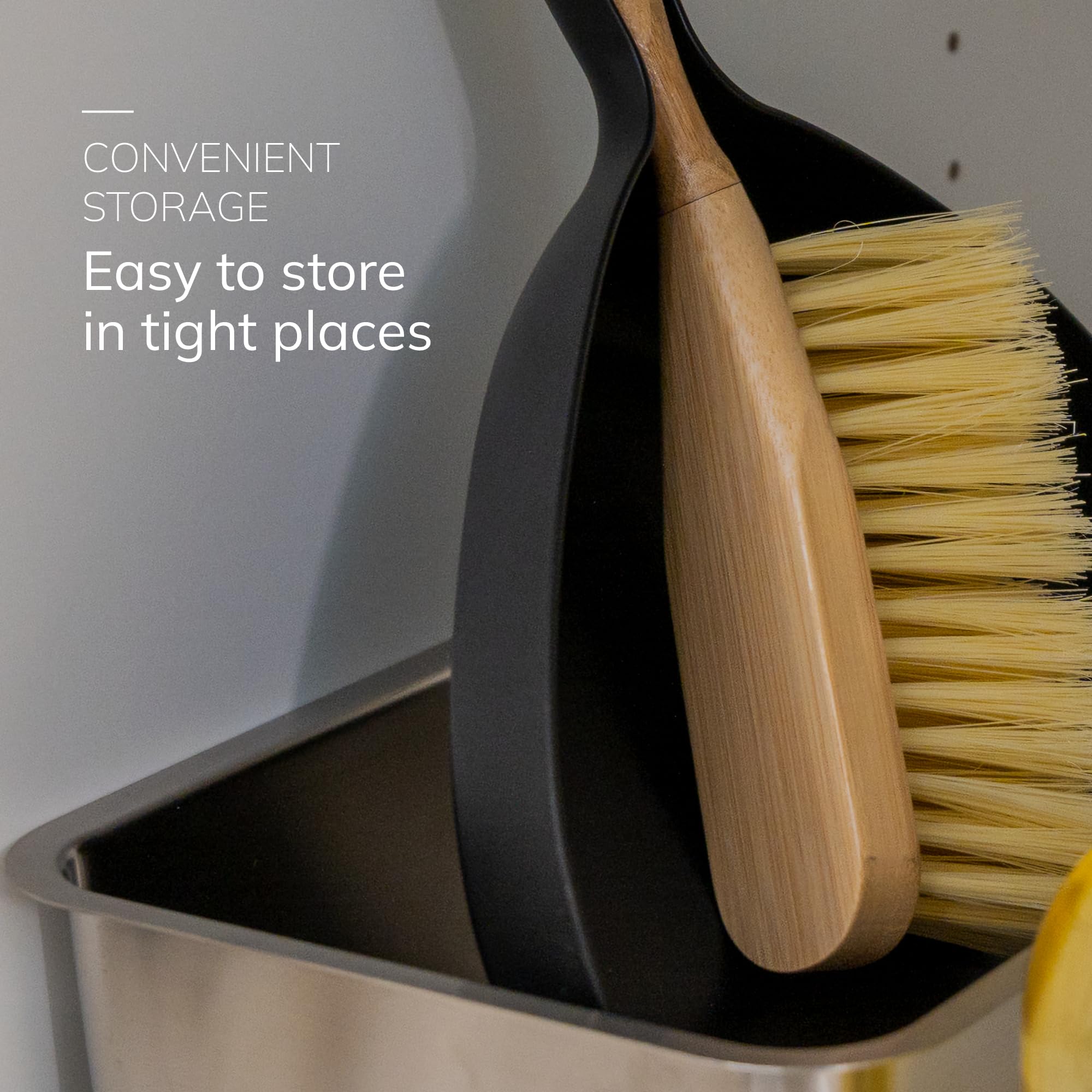 ENA Living Bamboo Dustpan & Brush Set - Eco-Labelled, Durable, User-Friendly | 29cm Brush, 35cm Dustpan 6