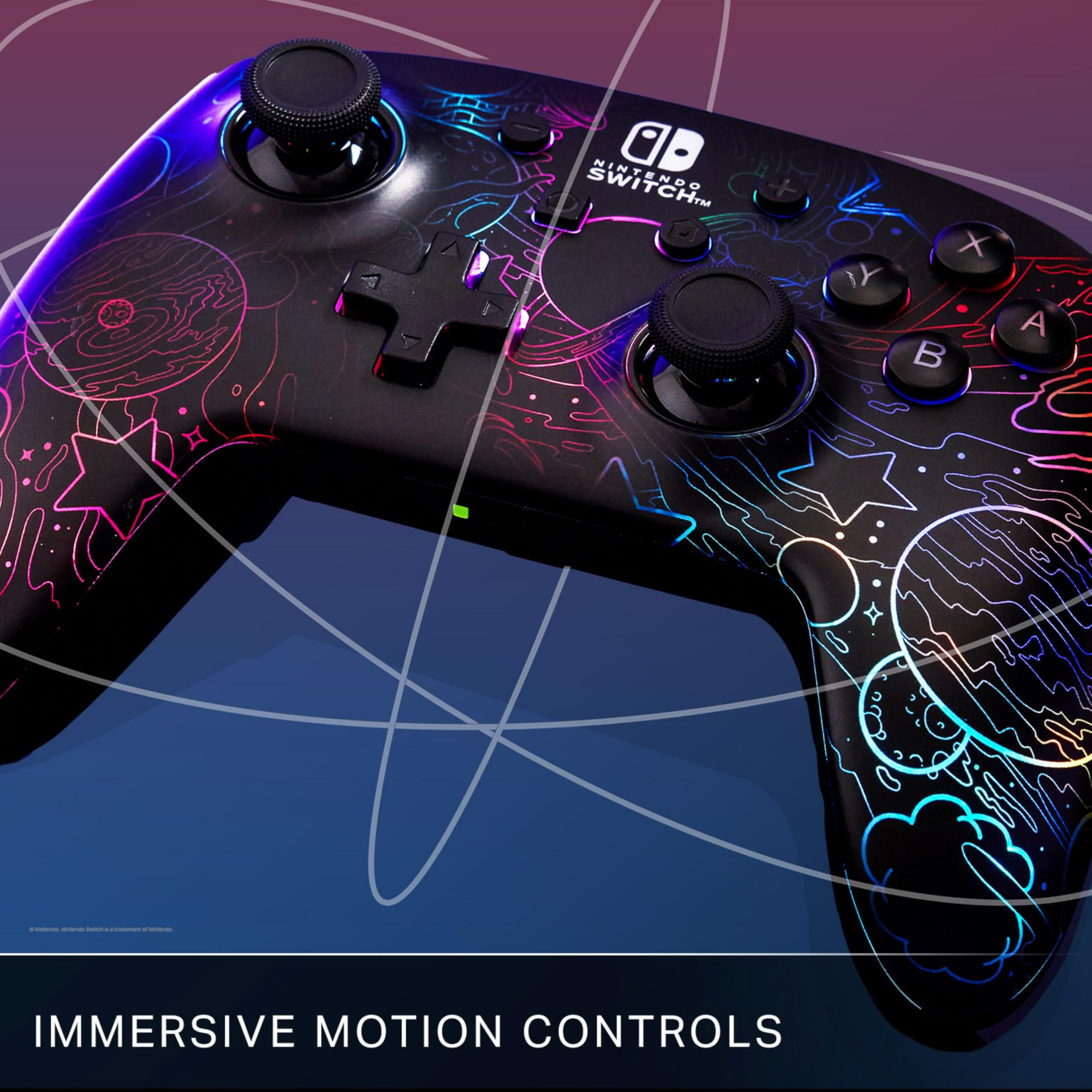 PowerA Enhanced Wireless Controller for Nintendo Switch - Galactic Vortex with Lumectra RGB Lighting, Mappable Buttons, Motion Controls, Officially Licensed 15