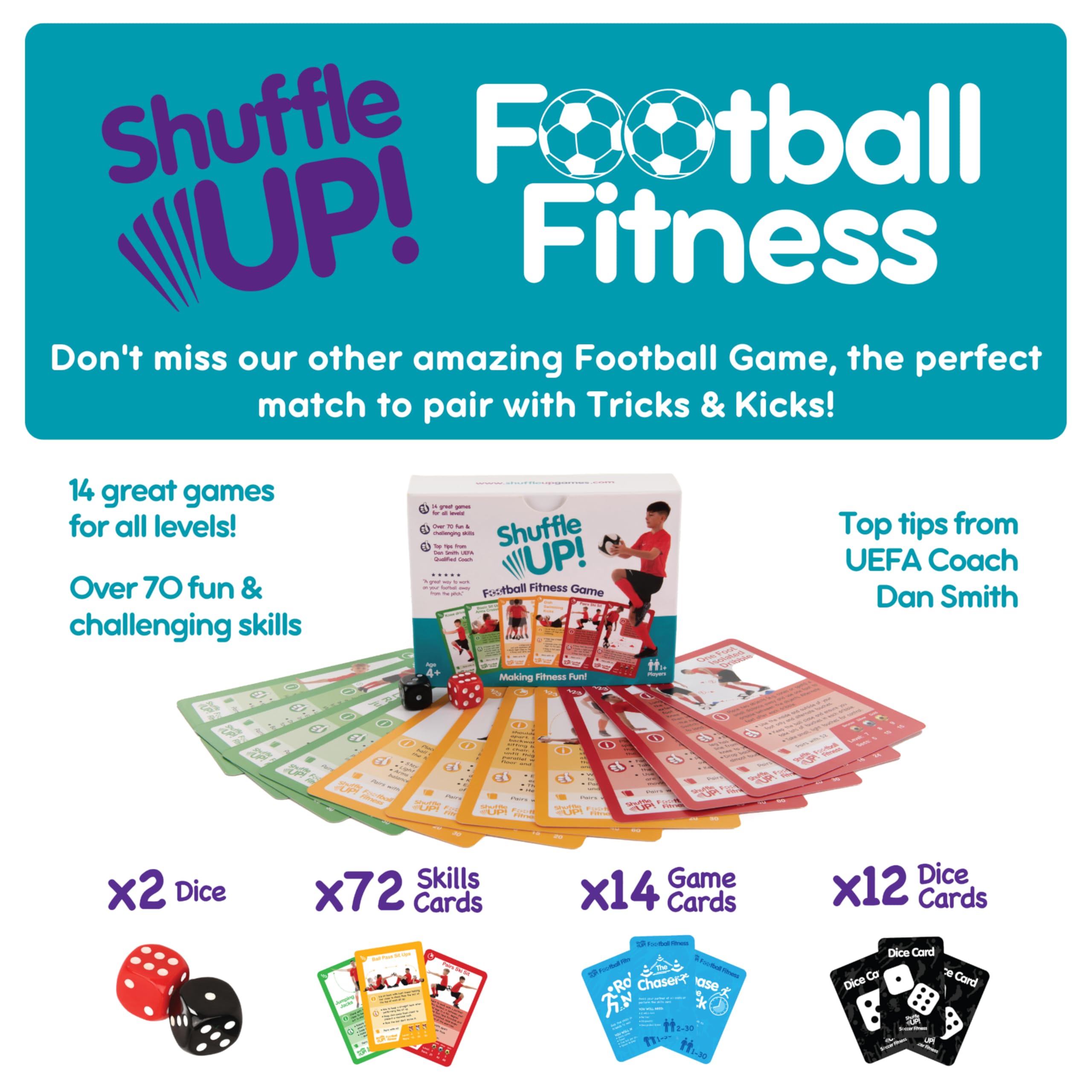Shuffle Up Tricks & Kicks Football Dice Game - Keepy Uppy Training Dice for Kids and Teens 4