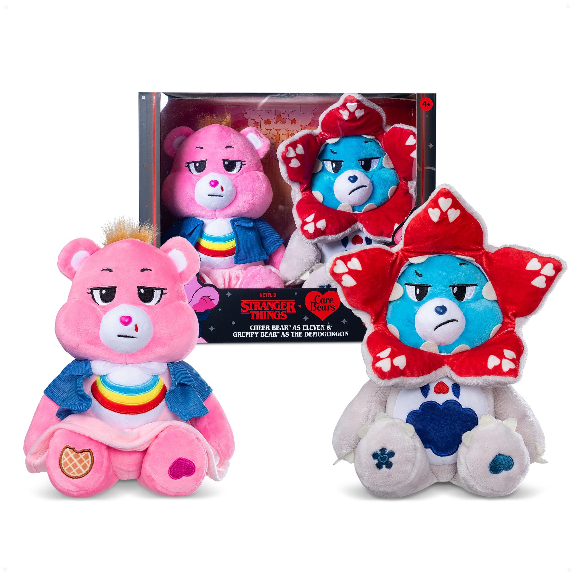 Care Bears Stranger Things 2-Pack Boxed Set - Cheer Bear (Eleven) & Grumpy Bear (Demogorgon) | 11.81in Plush 1