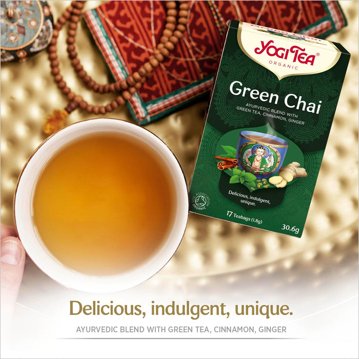 YOGI TEA Green Chai Organic Herbal Tea - Blend of Green Tea, Cinnamon & Ginger, 6 x 17 Tea Bags (102 Total)