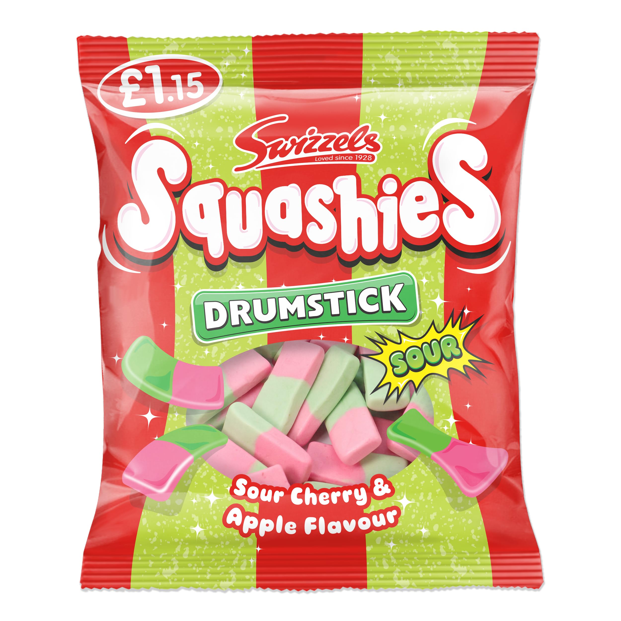 Swizzels Squashies Sweets - Sour Apple and Cherry Flavour Gummy Candy | 120g Pack 1