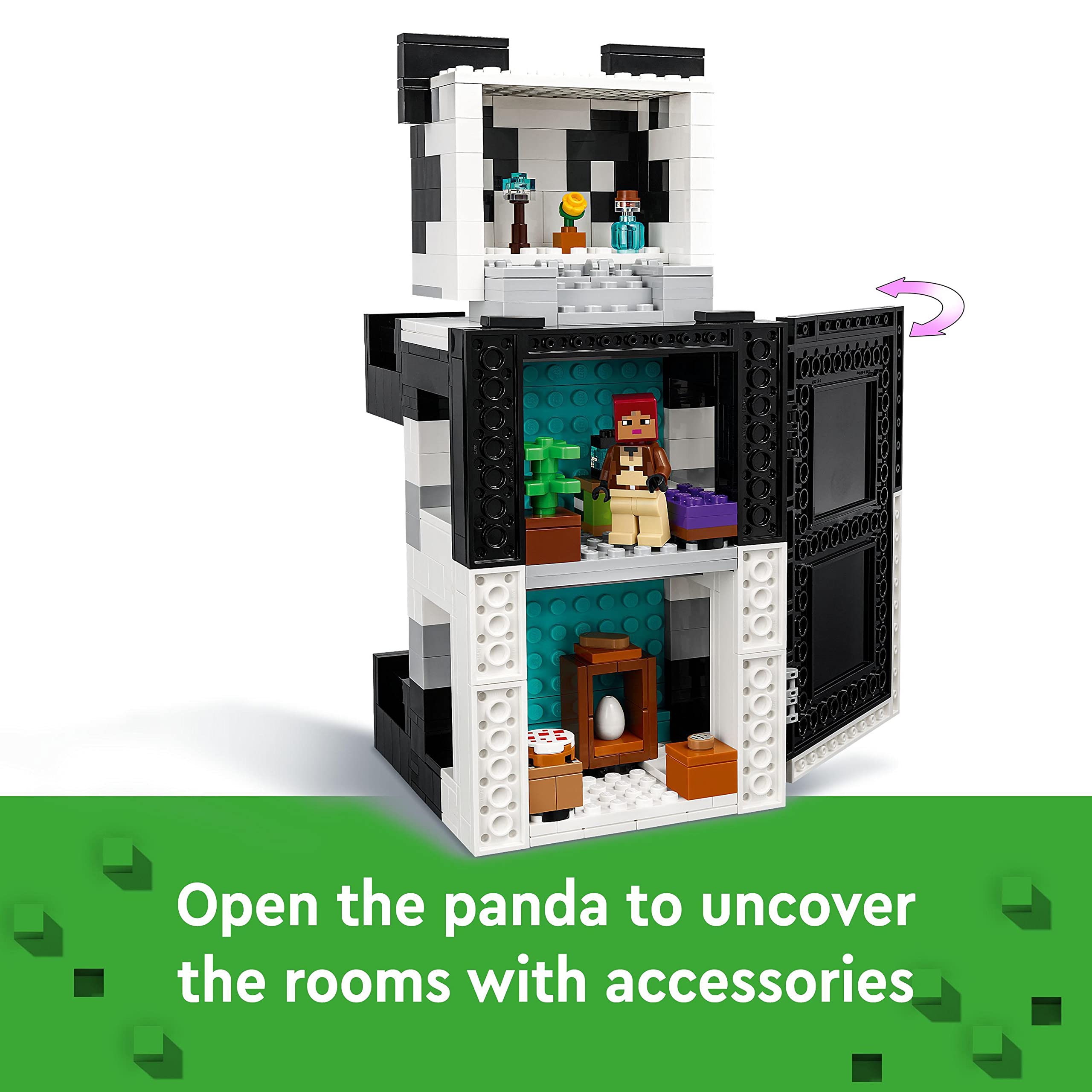 LEGO 21245 Minecraft The Panda Haven Set - 3-Floor Movable Panda House Playset for Kids 8+ 13