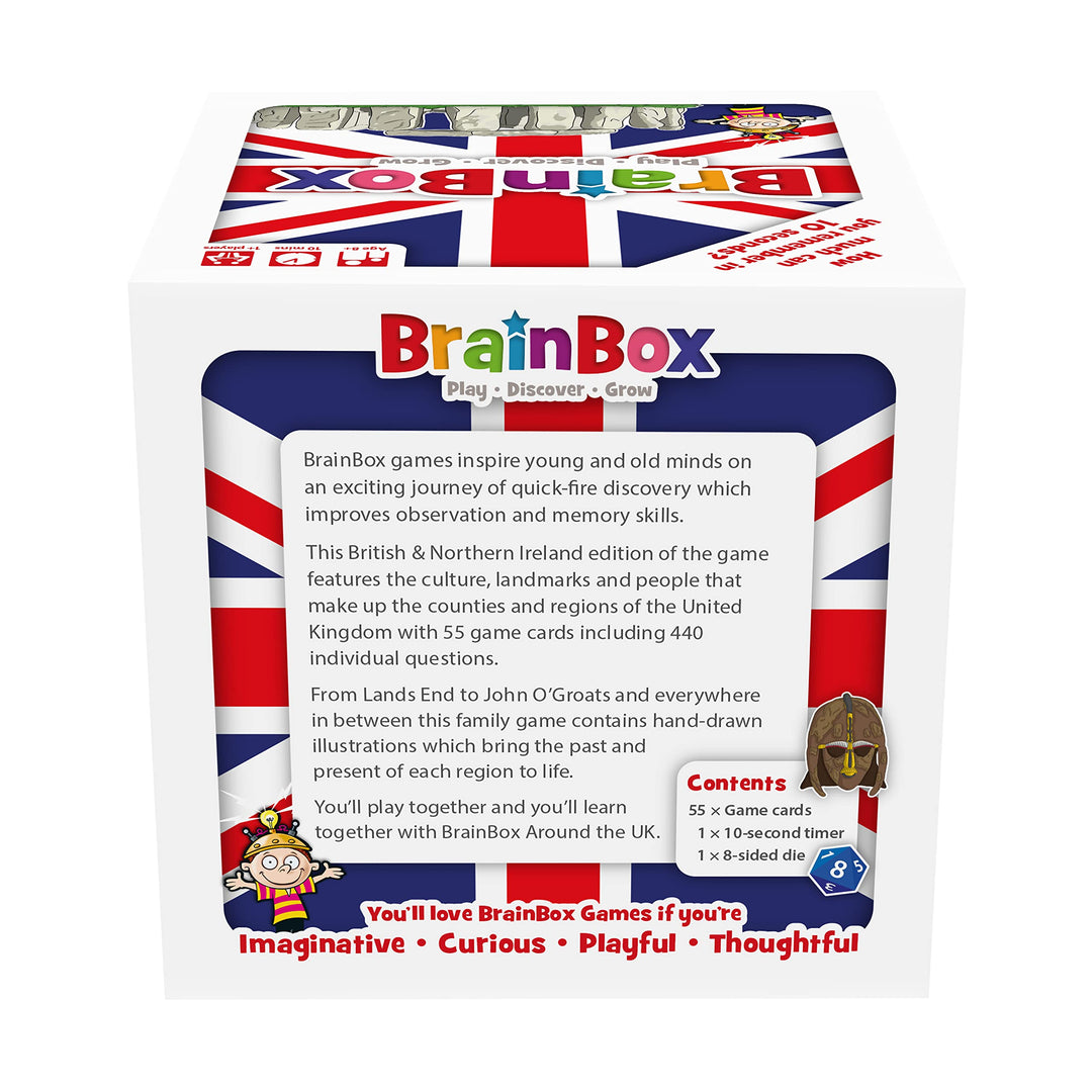 Brainbox Around The UK Card Game - 55 Cards, 440 Questions, Ages 8+