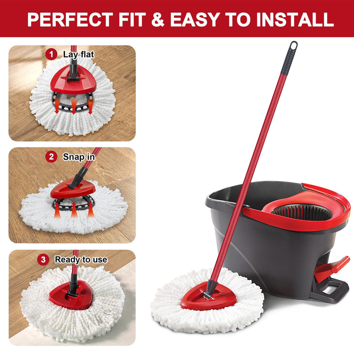 Tidy Monster - 4 Pack Microfiber Mop Head Replacement for Vileda EasyWring 1-Tank Spin Mop