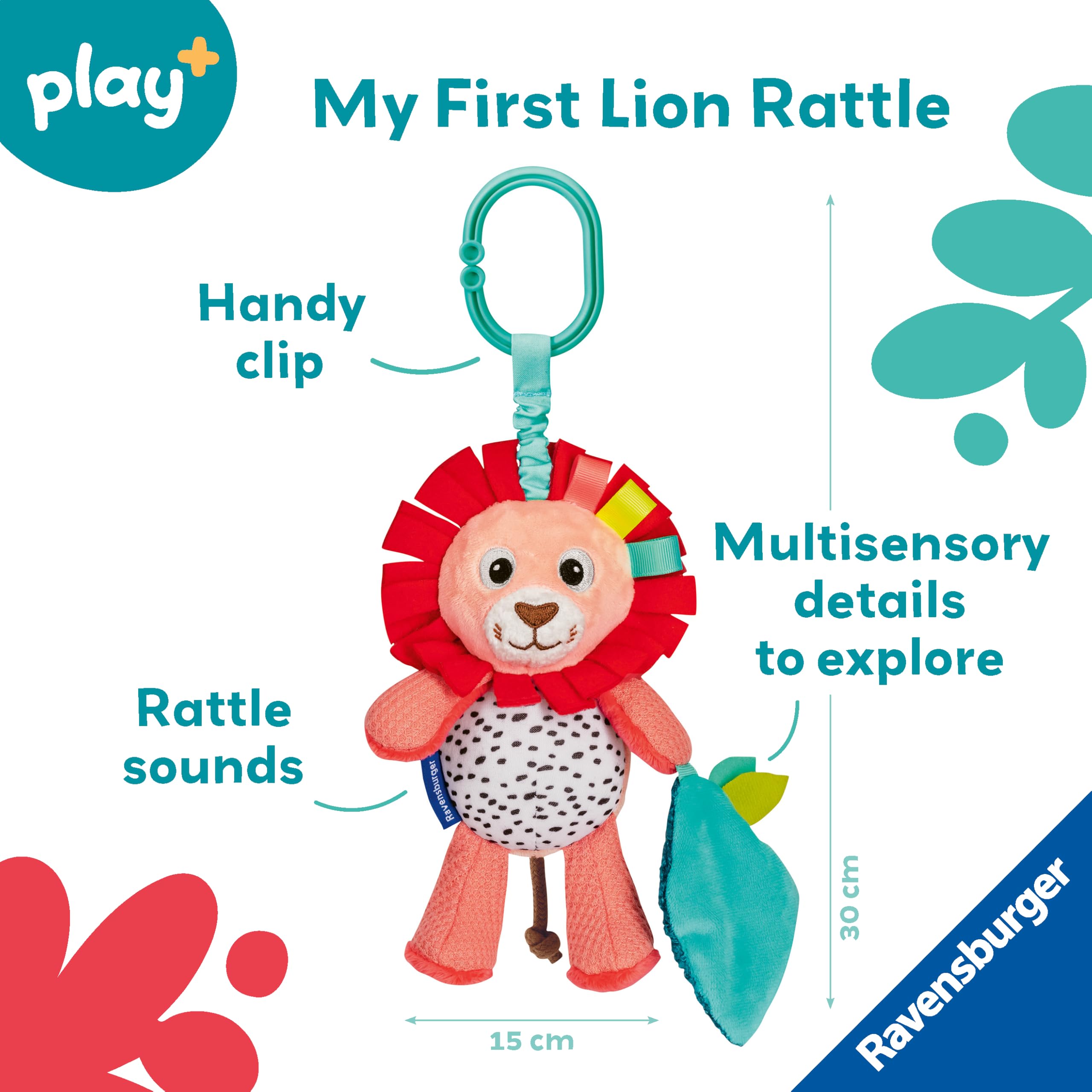Ravensburger Play+ Cuddle & Play Lion - Sensory Baby Toy for 0 Months Up