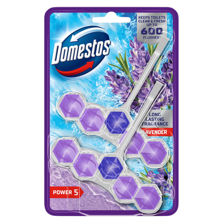 Domestos - Power 5 Lavender Toilet Rim Blocks 2x 50 g