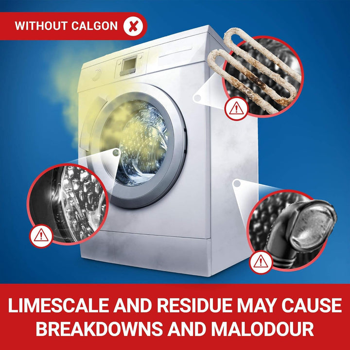 Calgon - 4-in-1 Washing Machine Cleaner and Water Softener Tablets, 45 Tablets