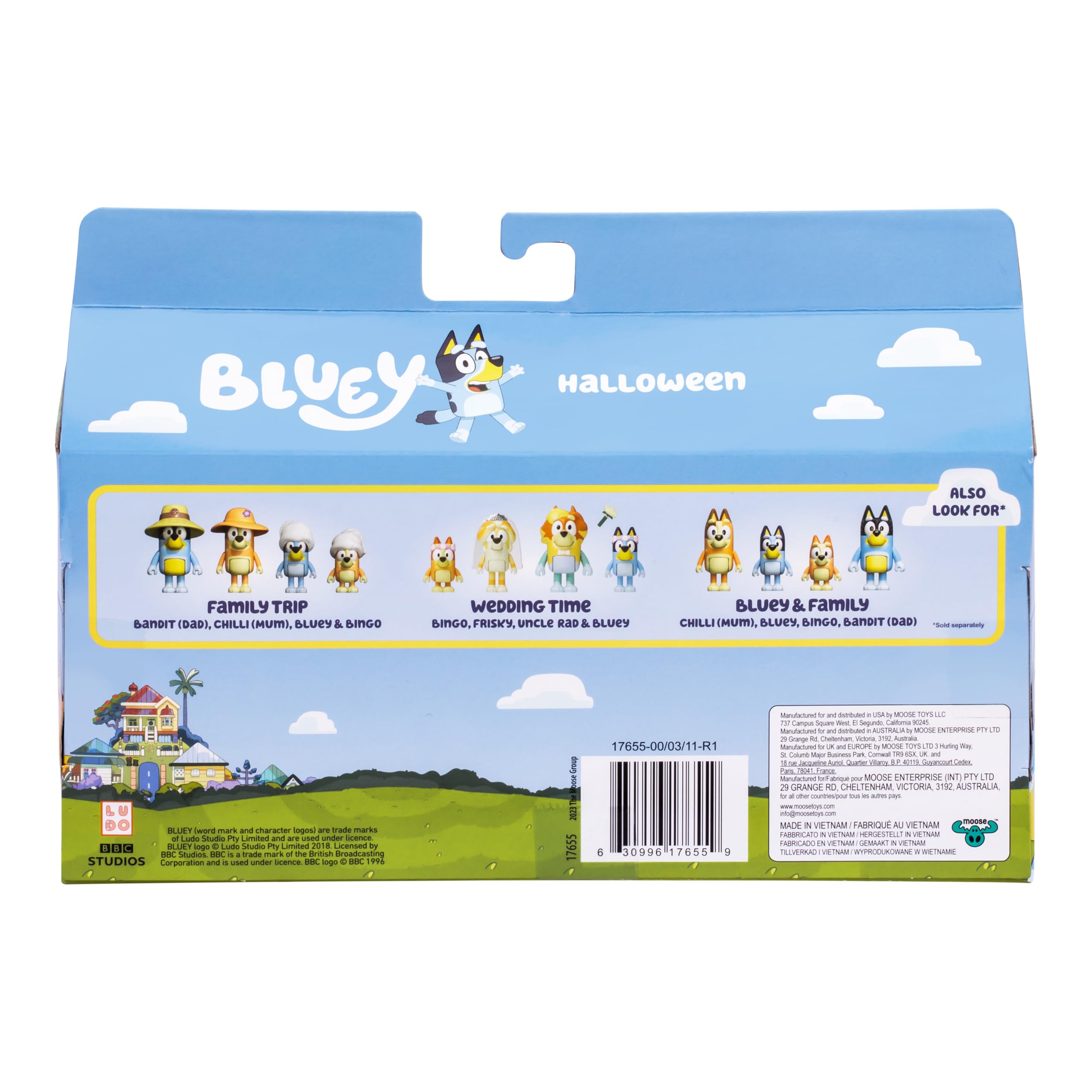 Bluey Halloween Figure 4-Pack - 2.5 Inch Poseable Figures of Bluey, Bingo, Chloe, Lucky | Multicolor 4