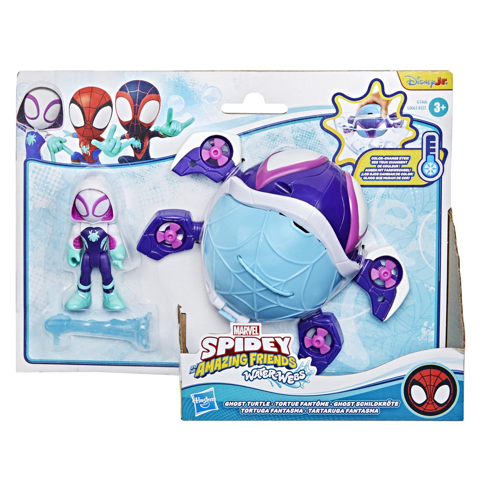 Spidey and His Amazing Friends Marvel Water-Webs Ghost Turtle Submarine Toy - Color-Change Eyes & Action Figure Playset 9
