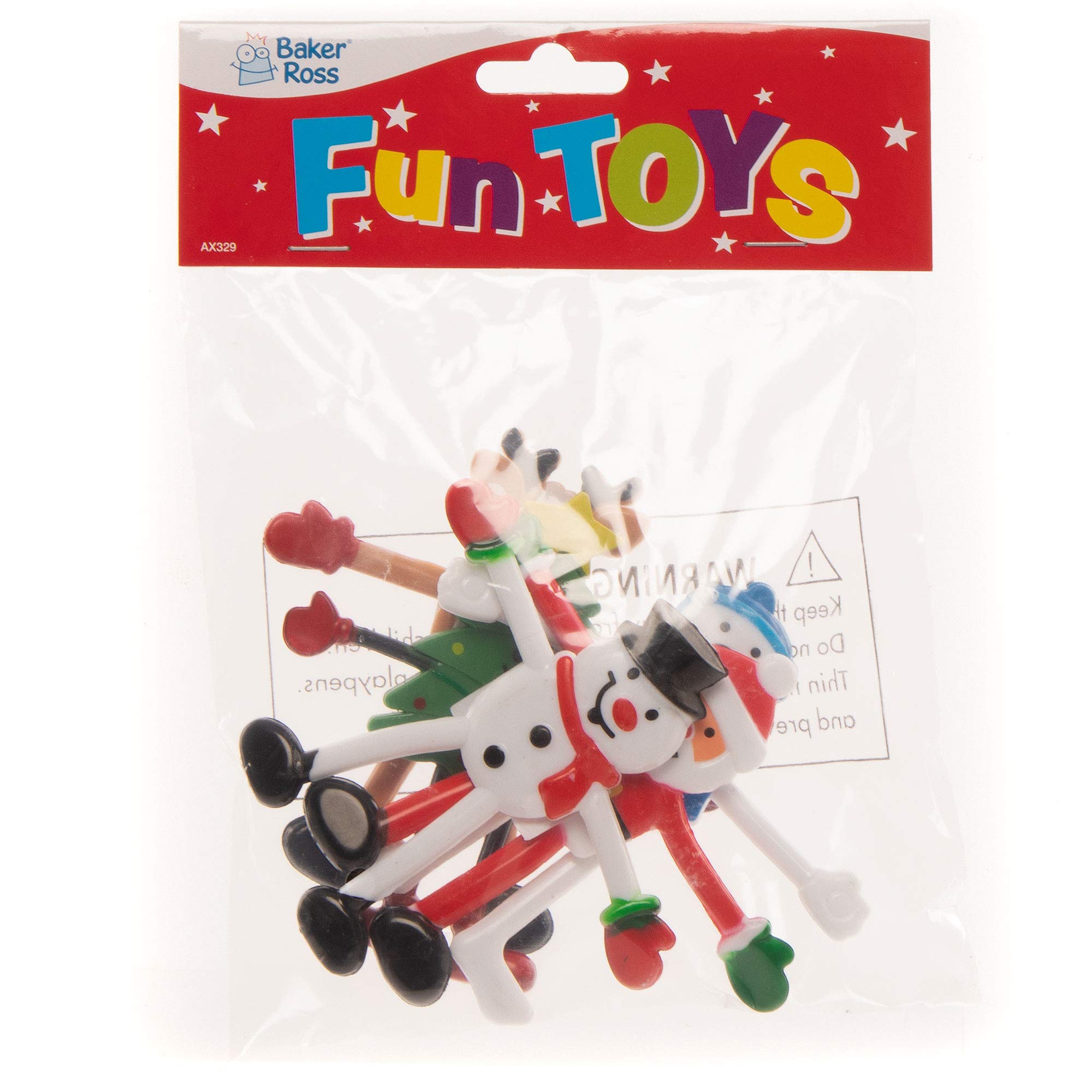 Baker Ross Christmas Bendies - Pack of 5 Bendable Christmas Party Favour Toys 5