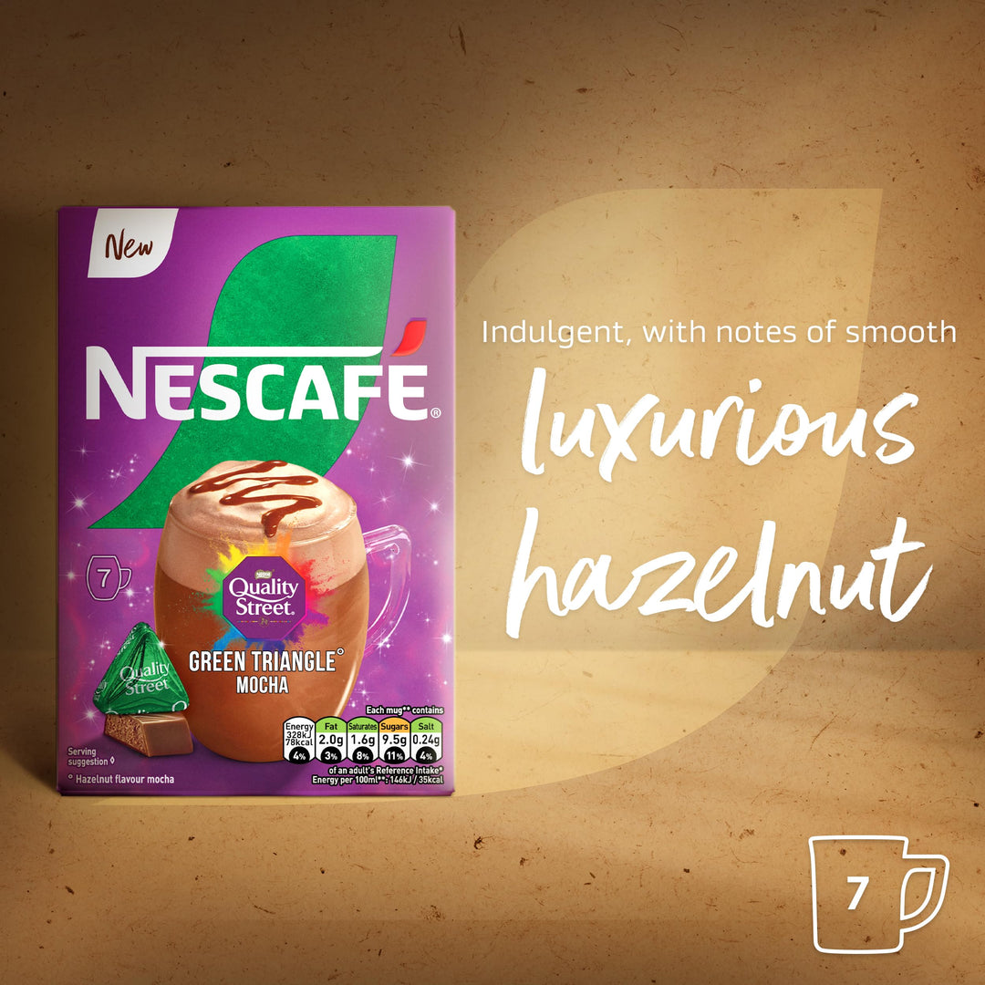 NESCAFÉ Green Triangle Quality Street Mocha 7 x 19g Sachets (133g) Instant Coffee Drink