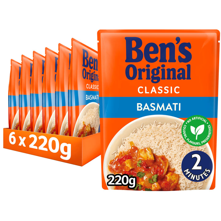 Ben's Original Basmati Microwave Rice, Bulk Multipack 6 x 220 g Pouches