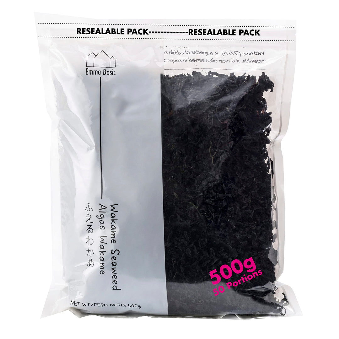 Emma Basic Dried Wakame 500g - High Fibre & Protein Seaweed - Ready in 3 Minutes