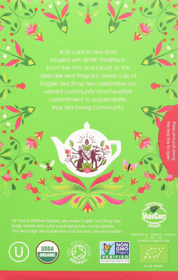 English Tea Shop - Green Tea & Pomegranate - 20 Compostable Tea Bags