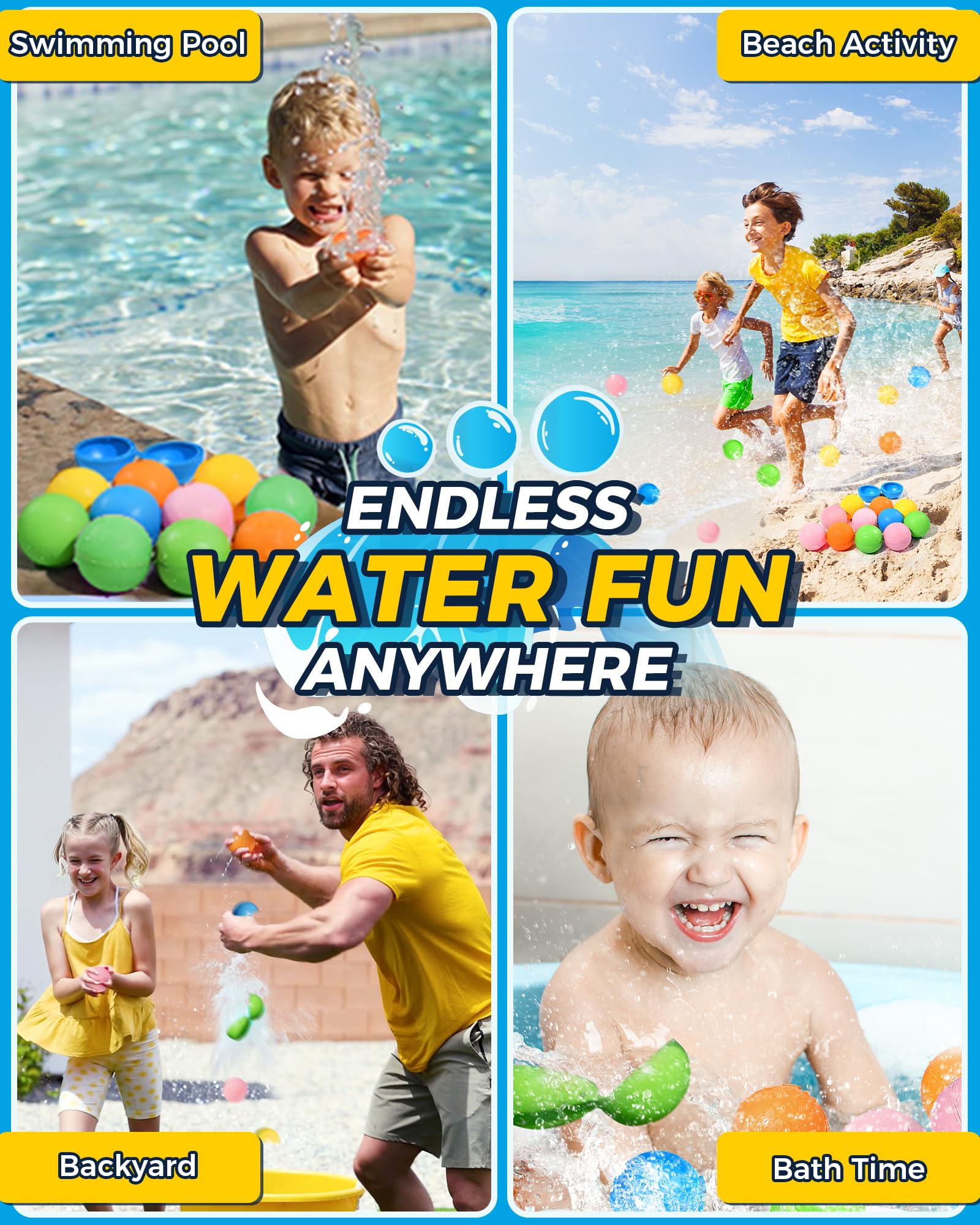 KOKODI Reusable Water Balloons - 12PCS Self Sealing Silicone for Ages 3+ | Instant Fill