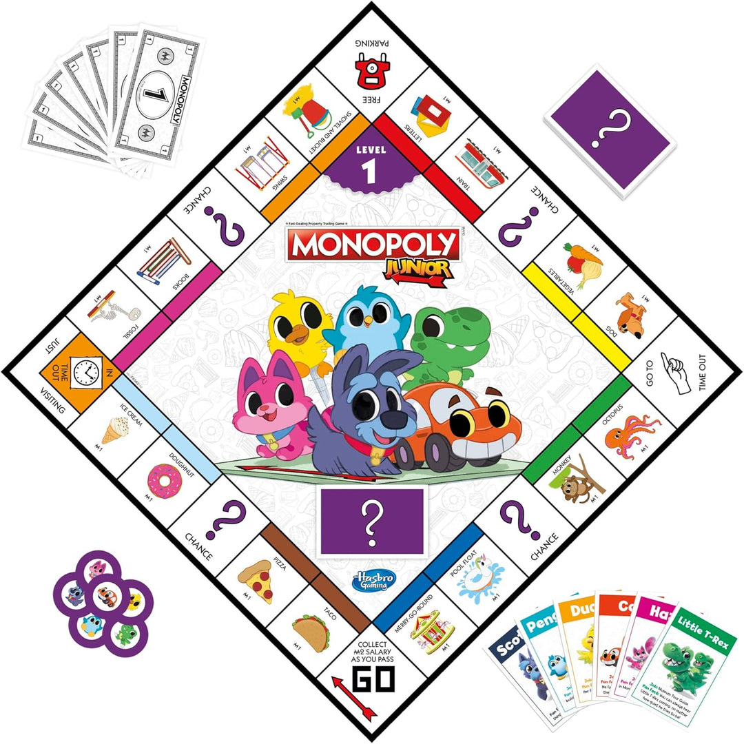 Monopoly Junior Board Game, 2-Sided Gameboard, 2 Games in 1