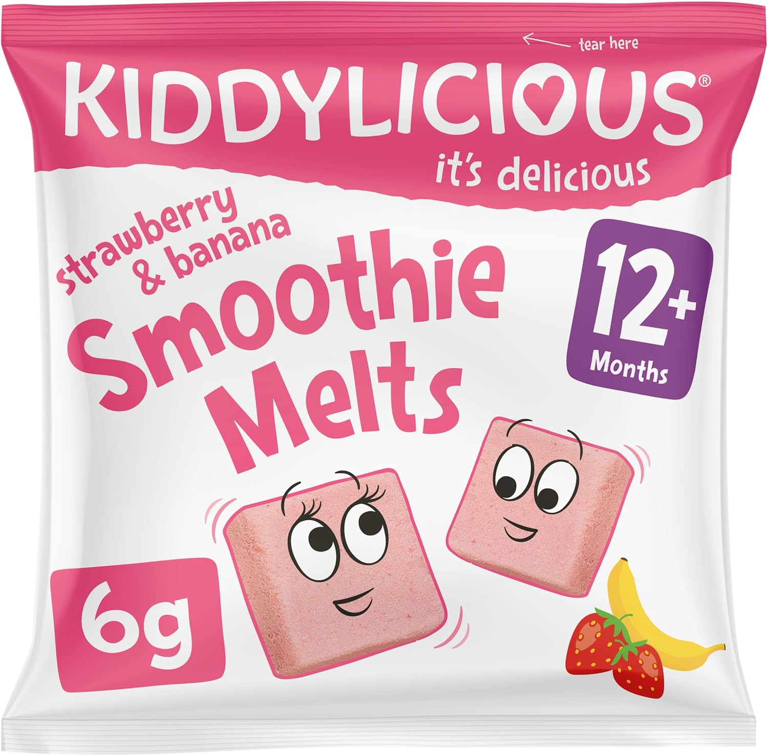 Kiddylicious Strawberry and Banana Smoothie Melts - 16 x 6g Fruit Snacks 7