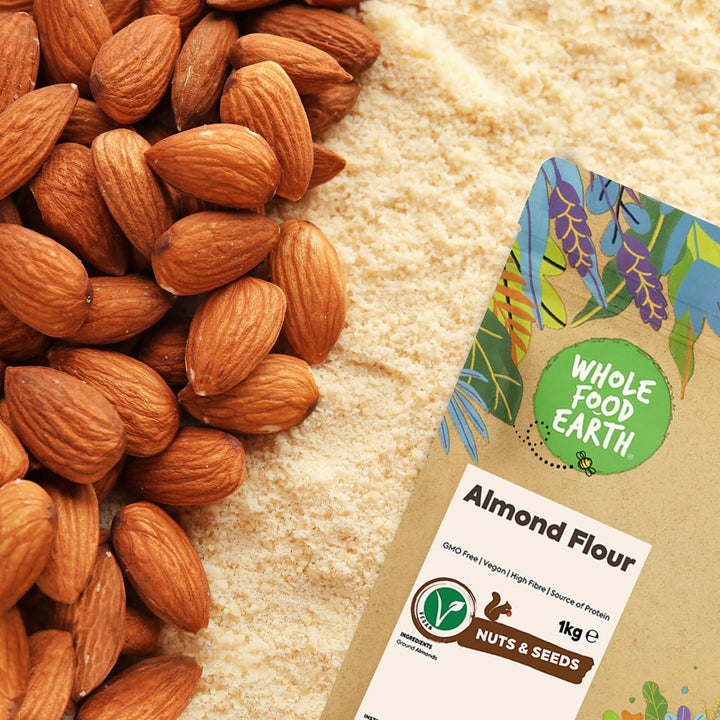 Wholefood Earth Almond Flour 250g | GMO-Free | High Fibre | Vegan | Recyclable Packaging