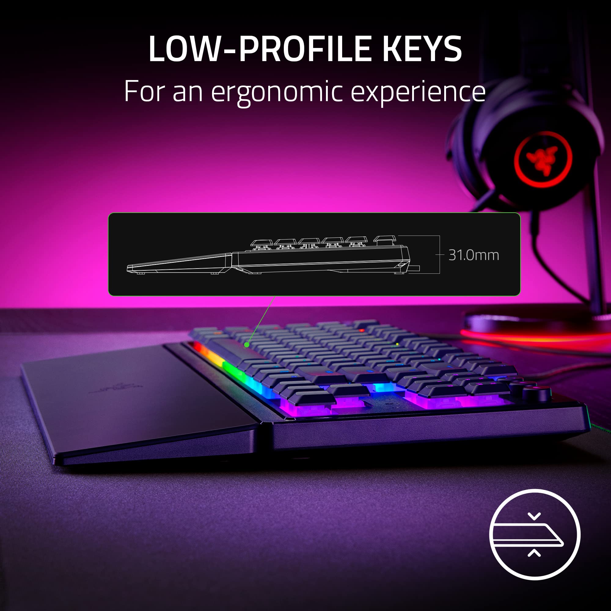 Razer Ornata V3 Tenkeyless Gaming Keyboard - Low Profile, Mecha-Membrane Switches, RGB, UK Layout